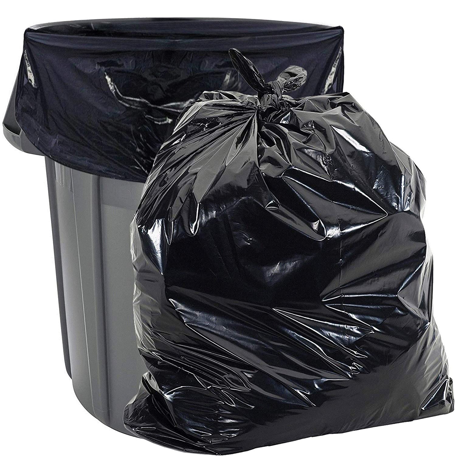 Aluf Plastics 33-Gallons Black Outdoor Plastic Construction Trash Bag  (100-Count) in the Trash Bags department at
