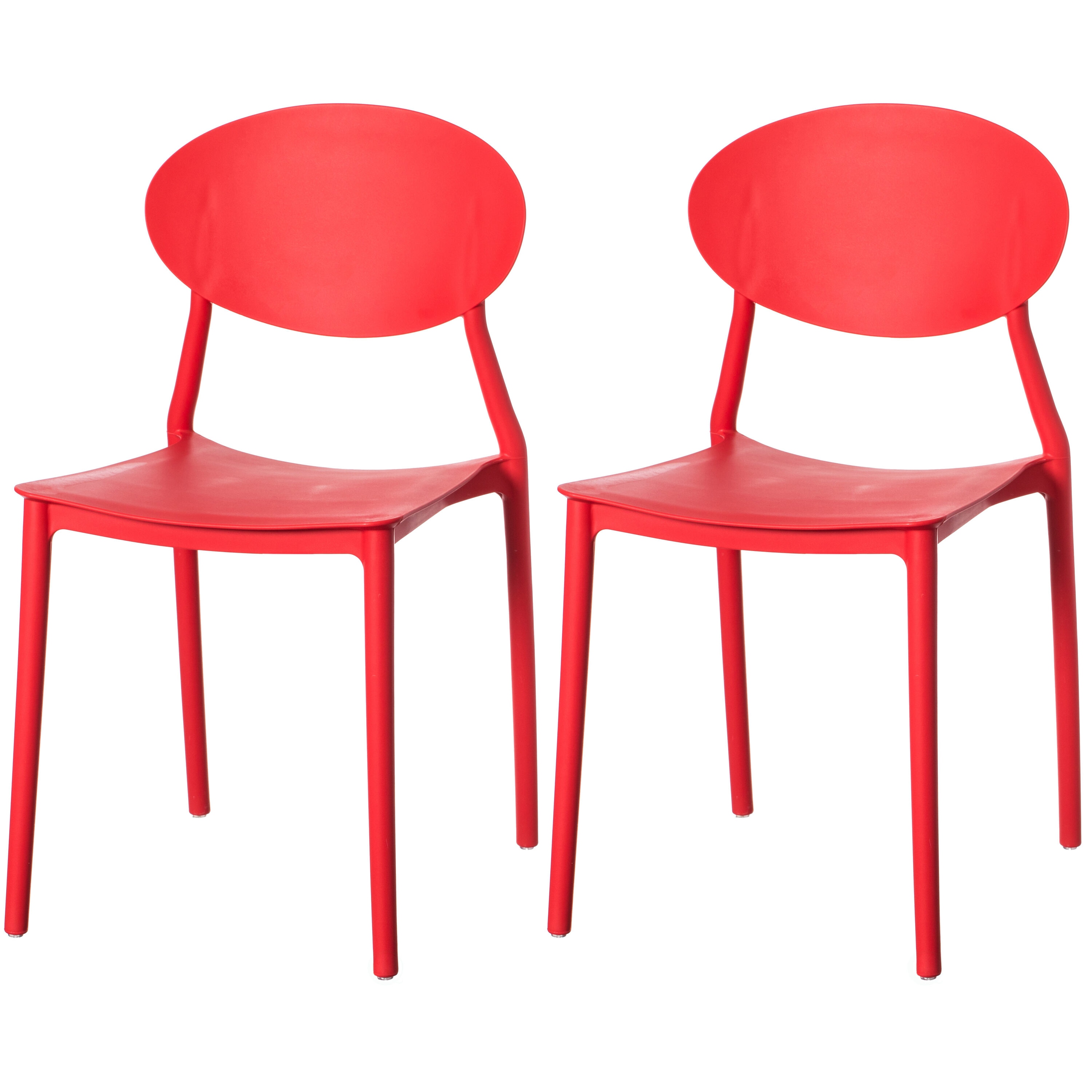 FABULAXE QI004226.RD.2 Set of 2 Contemporary/Modern Dining Side Chair (Plastic Frame)