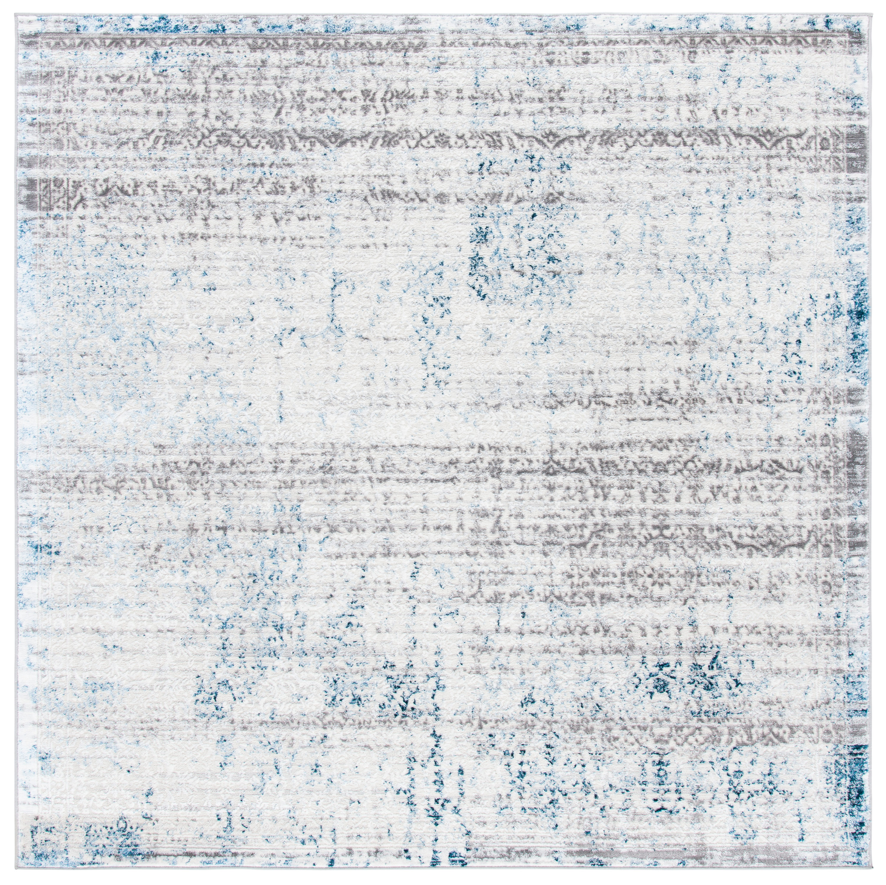 Safavieh ALA239G-7SQ Amelia Benjamina 7 x 7 (ft) Loomed Synthetic Gray/Blue Square Indoor Distressed/Overdyed Bohemian/Eclectic Area rug