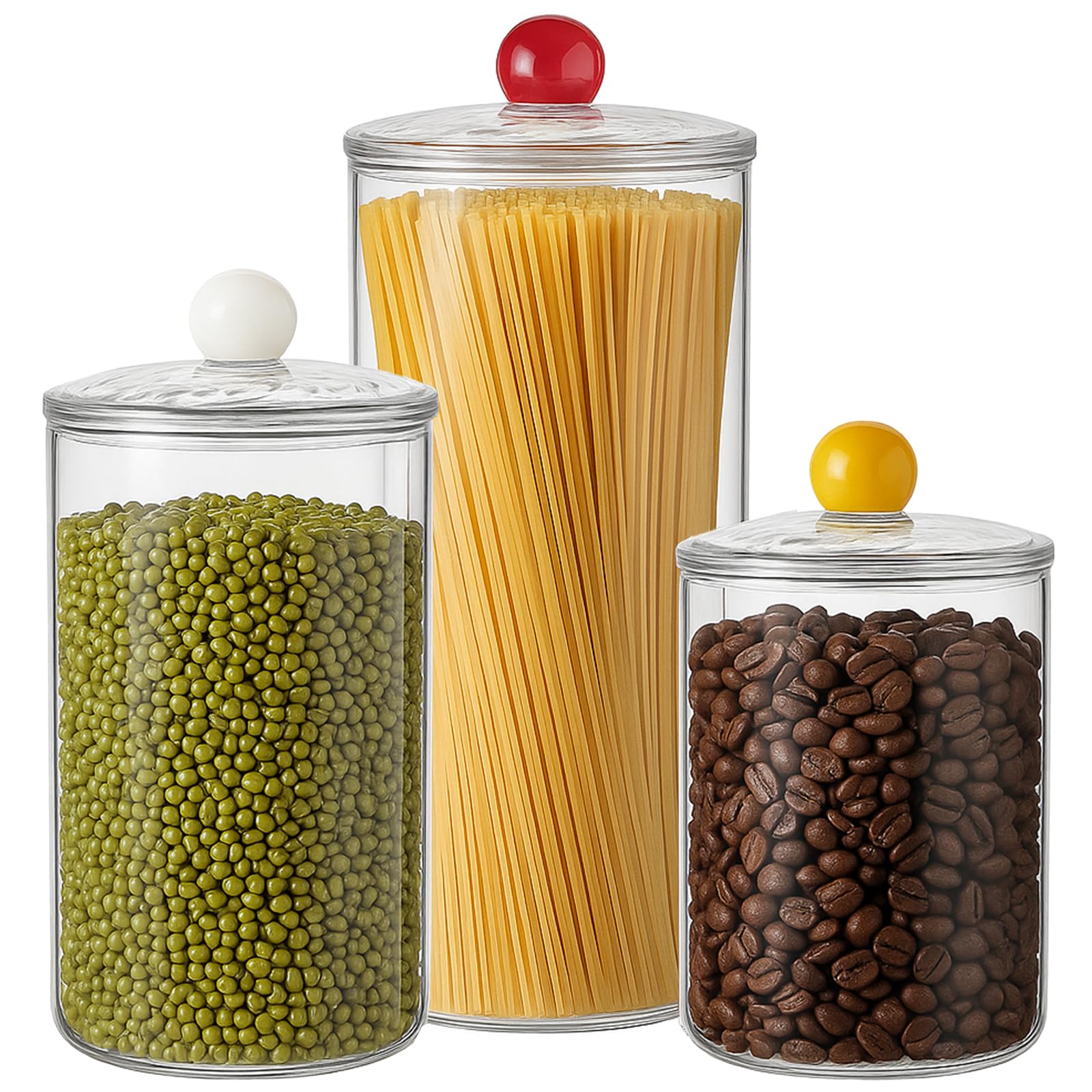 DHMHD Set Acrylic Storage Jar Set 3 Piece Airtight Candy Cookie ...