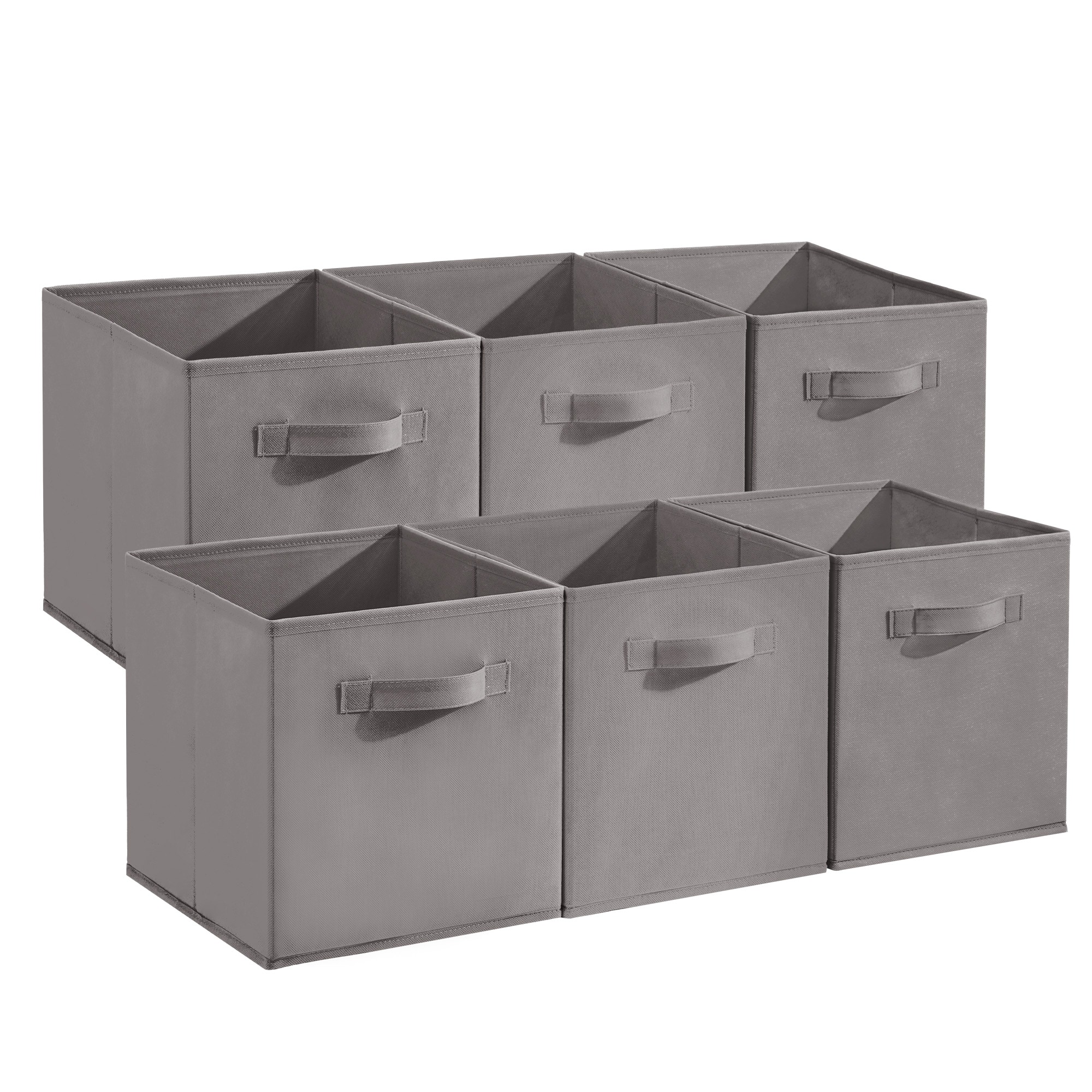 Garvee 12 Pack Fabric Storage Cubes Collapsible Cube Organizer Bins with Handles Beige Gray Foldable Cloth Storage Boxes for Shelves Toys Clothes Bedroom Living Room #BZZ-ZZKUF7GFN093B-PU