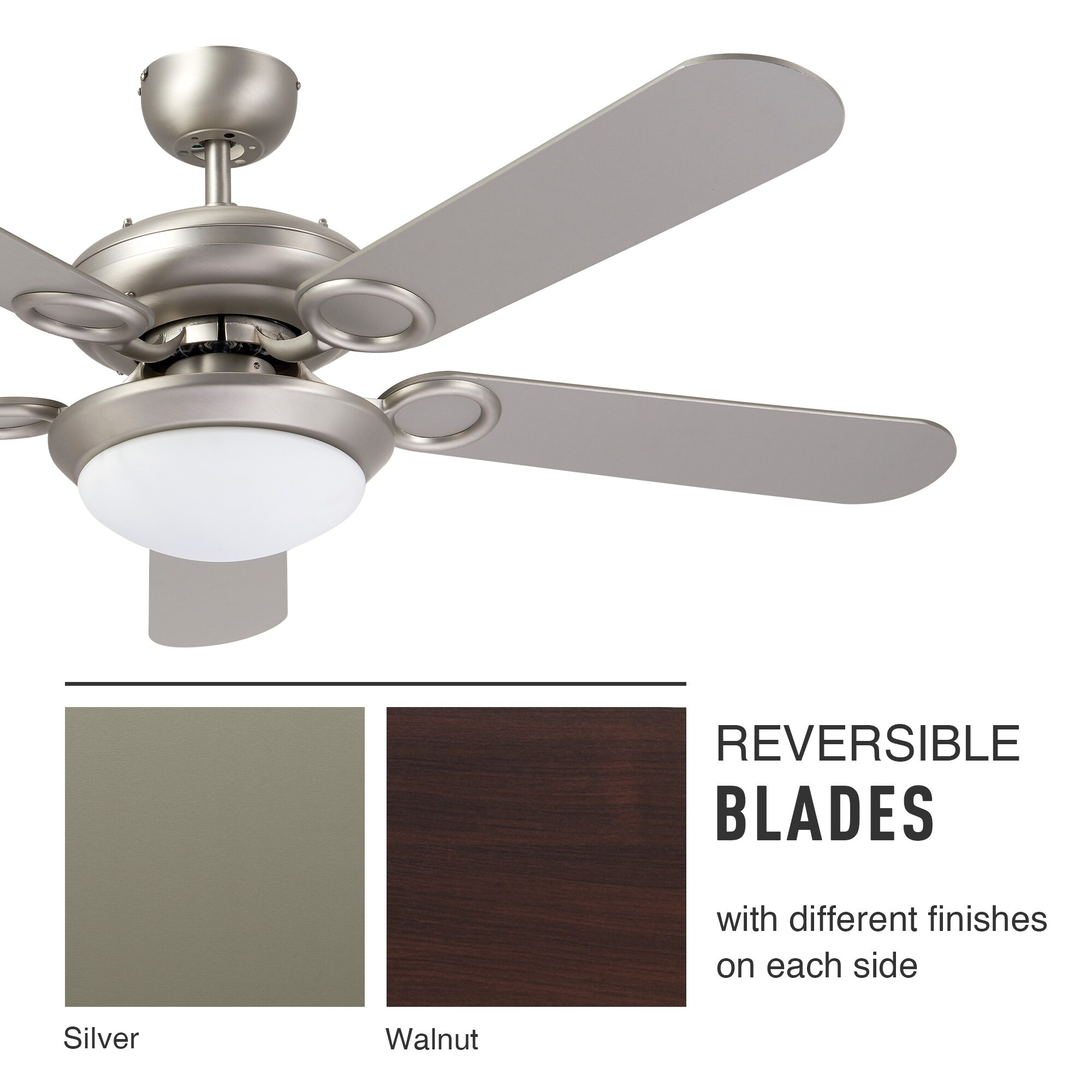 CO-Z 52-in Brushed Nickel Color-changing Indoor Ceiling Fan