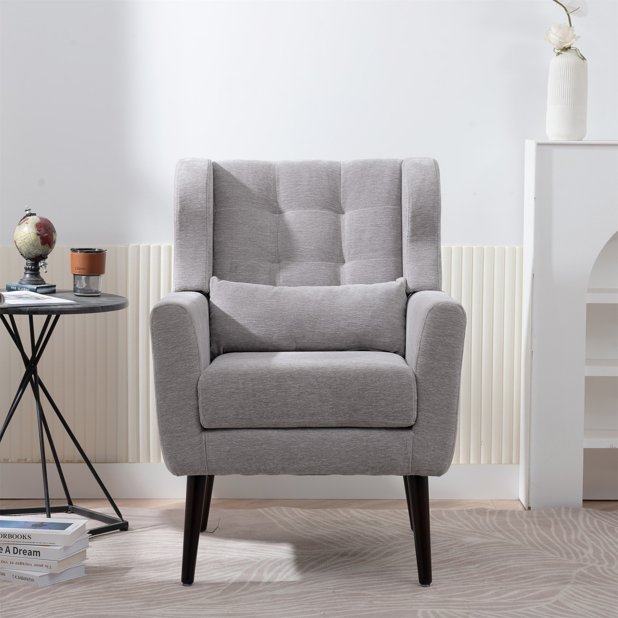 Bayfeve - 28.74-in W Modern Grey Chenille Accent Armchair