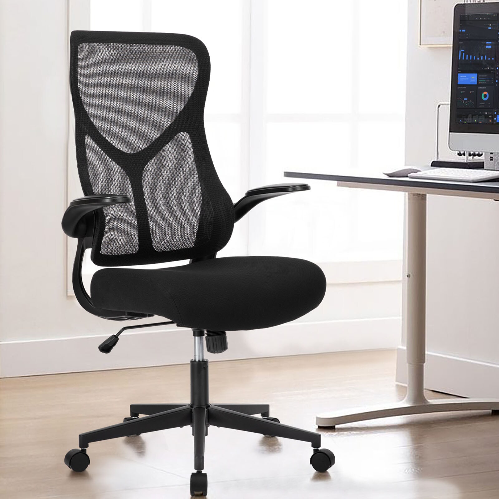LUCKY ONE Black Ergonomic High Back Mesh Office Chair - 3D Armrests in ...