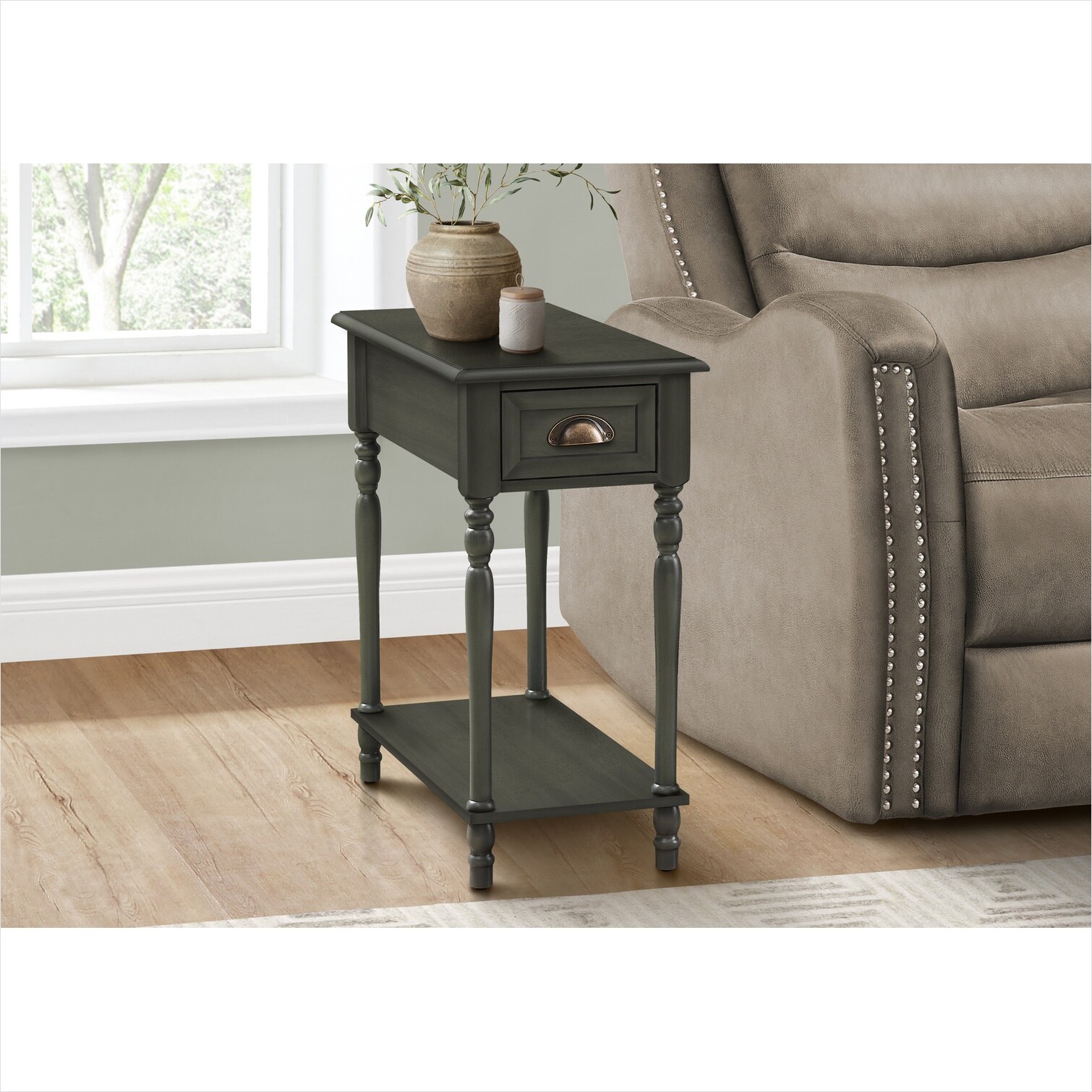Naturefalls Traditional 2-Tier Narrow Accent Table with Drawer Classic ...