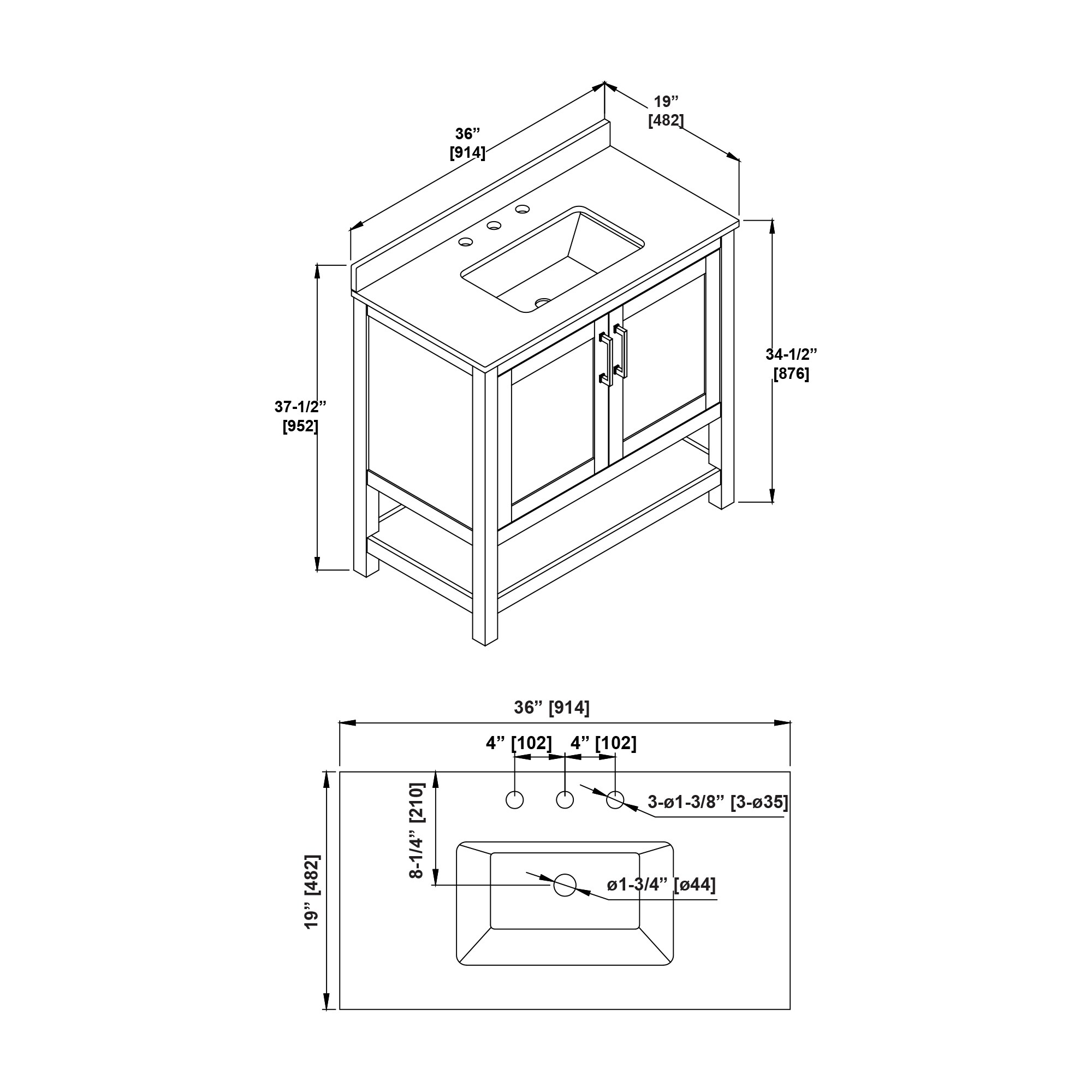 OVE Decors 15VVAR-ALBU36-124 Bath-Vanity-Combo - View #3