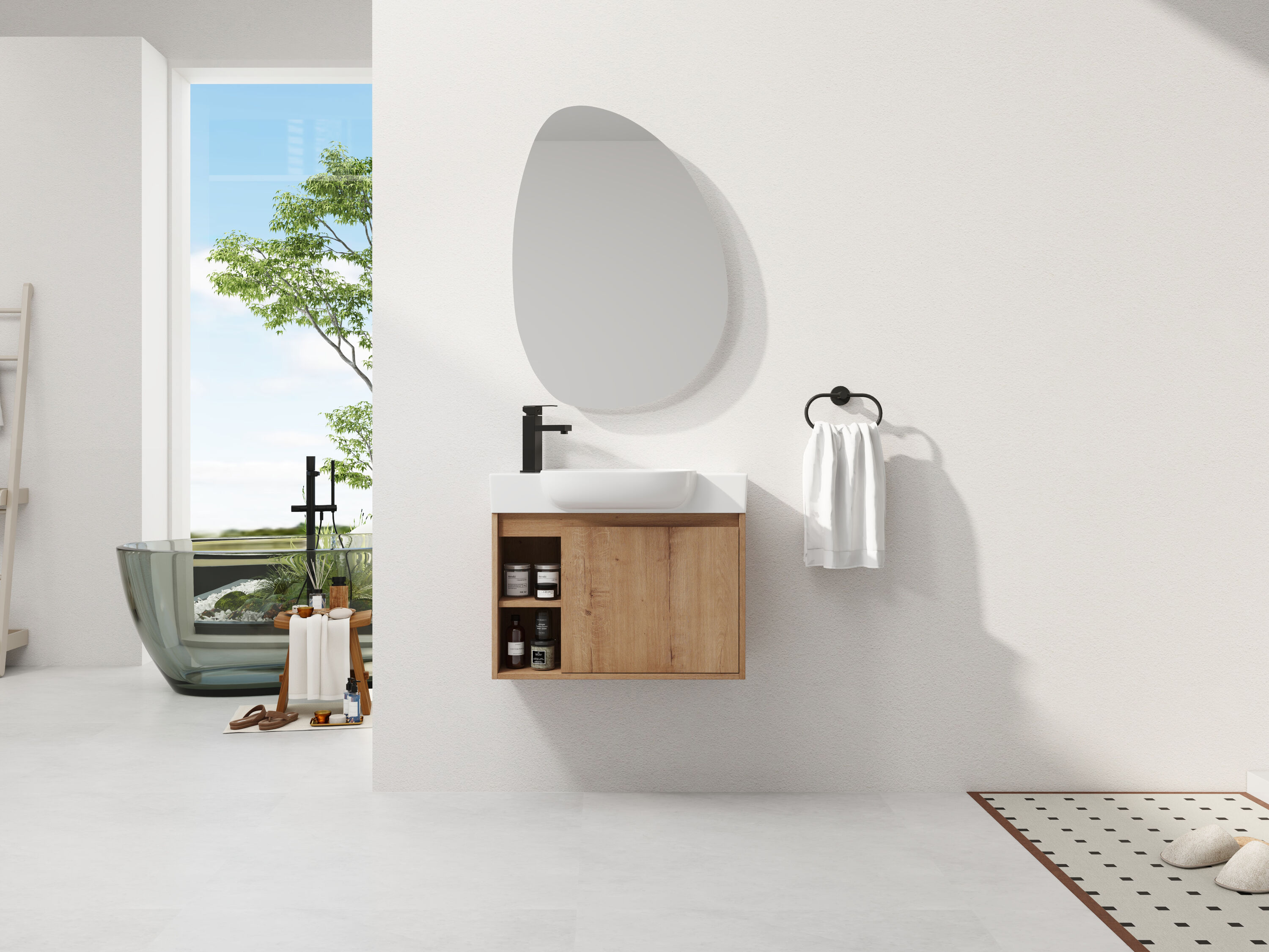 Vanityfus 26 Inch Wall-Mounted Bathroom Vanity with White Single Sink Floating Bathroom Vanity