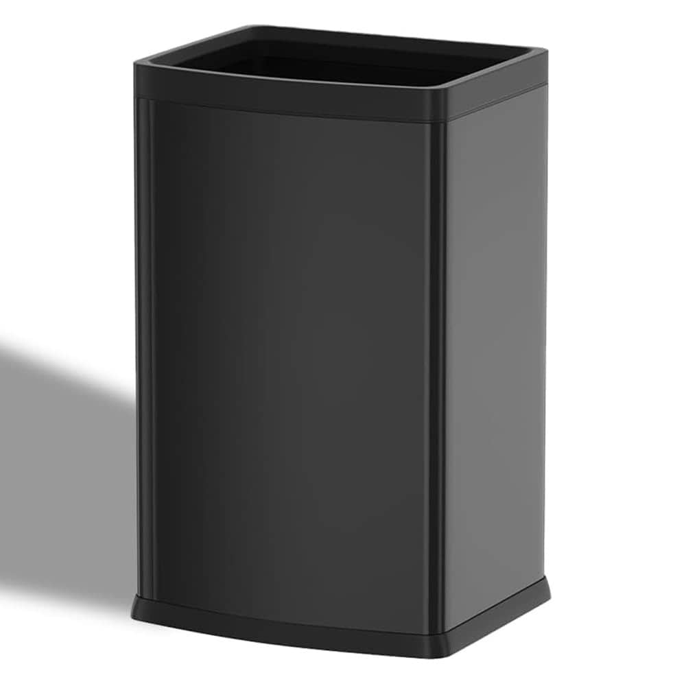 ITOPFOX  25L 6.6 Gallon Stainless Steel Square Trash Can with Removable Inner Bucket Large Capacity Black Waste Basket 1 Piece for Home Office Hotel