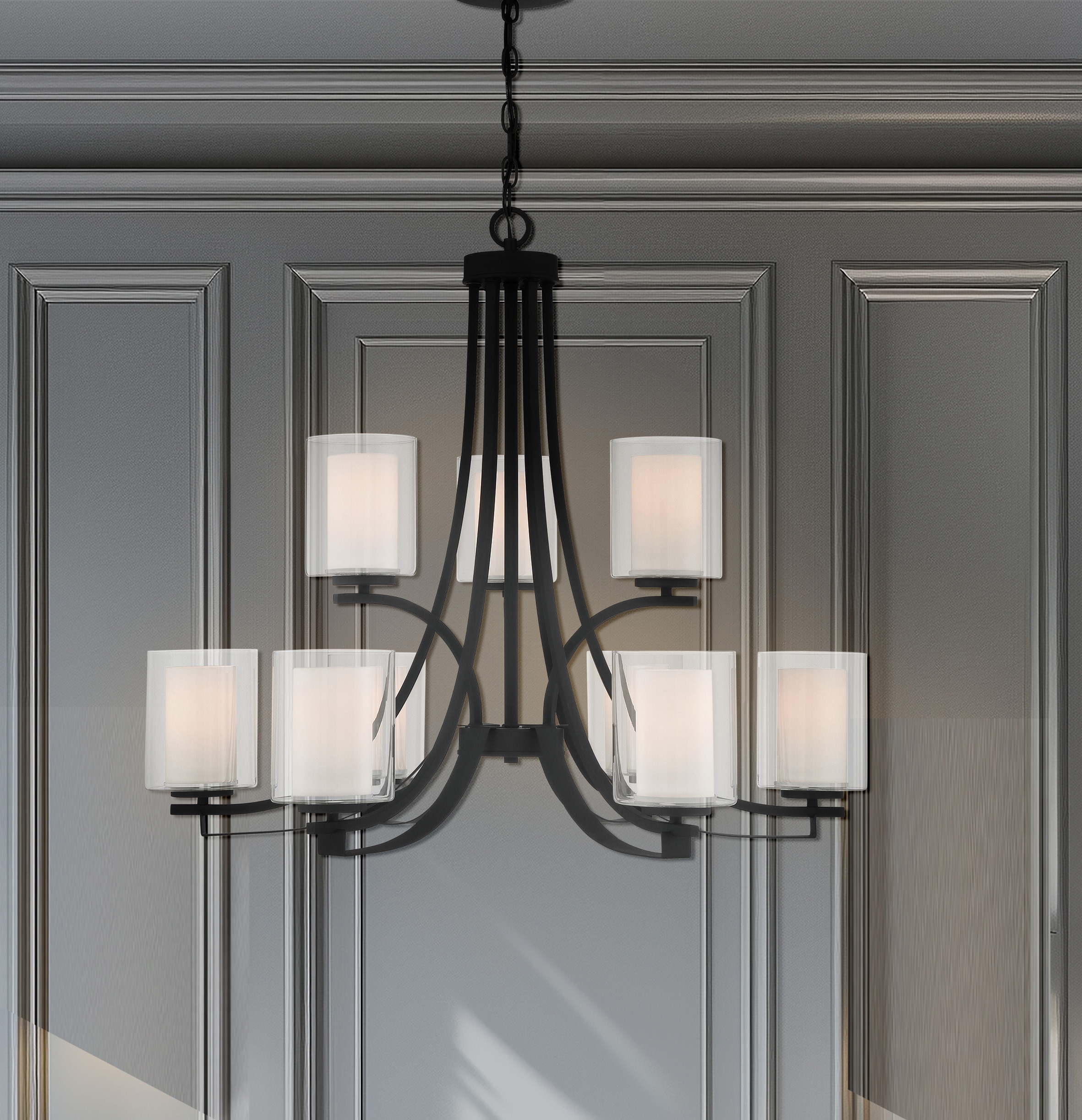 Minka Lavery 4109-66 Parsons Studio 9 -Light Matte Black Modern/contemporary For Use in Bedrooms, Dining Rooms, Foyers, Kitchens, Living Rooms Chandelier