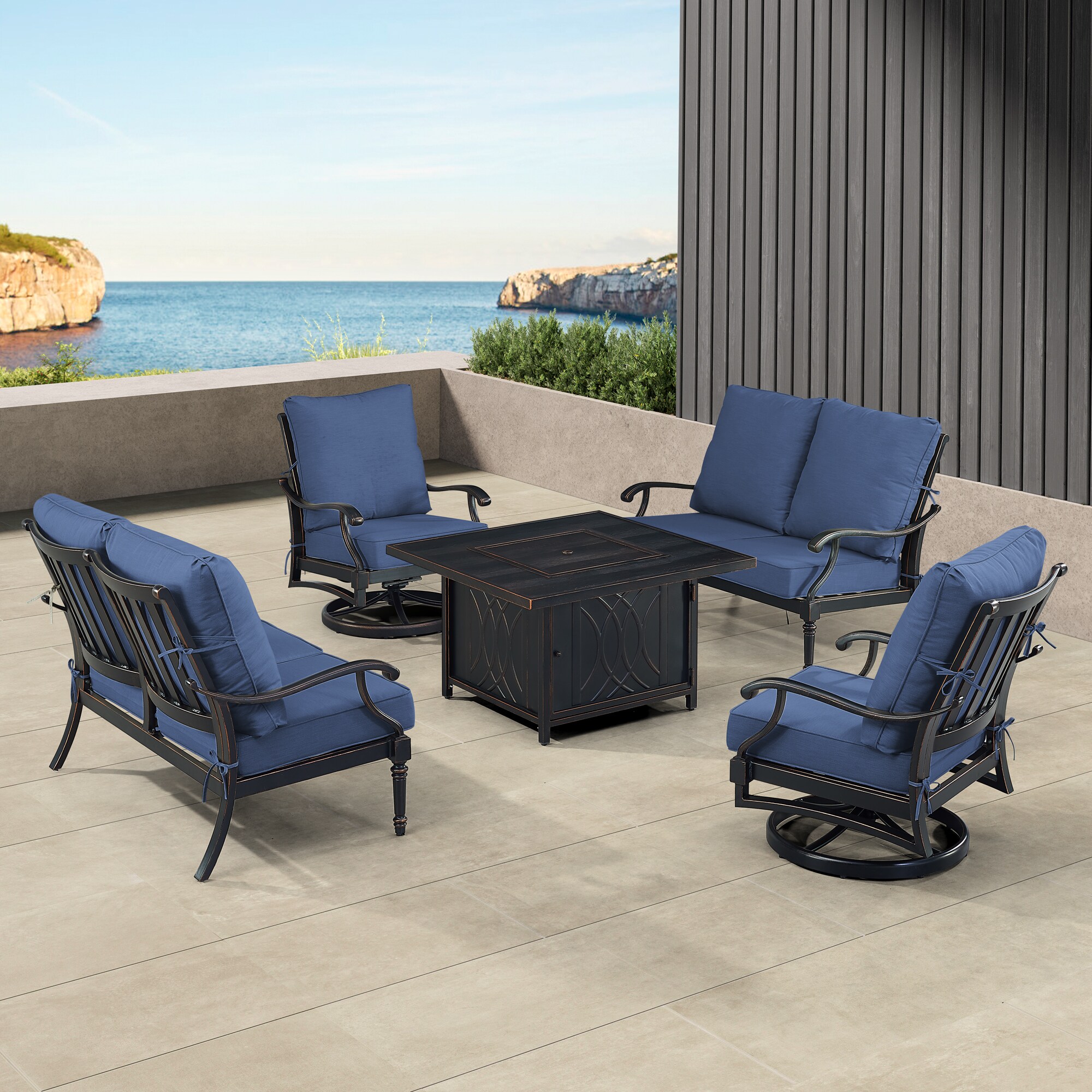 Oakland Living SHACO2LS2CHCAVEBLCU Patio-Conversation-Sets - View #3