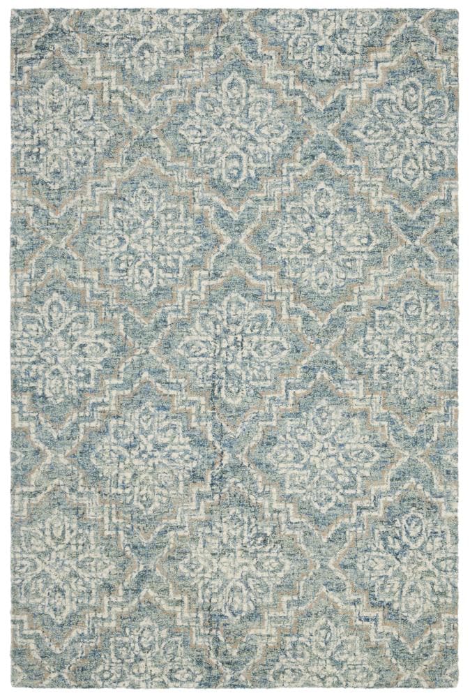 Blue Wool Tufted Handmade 4' x 6' Abstract Area Rug