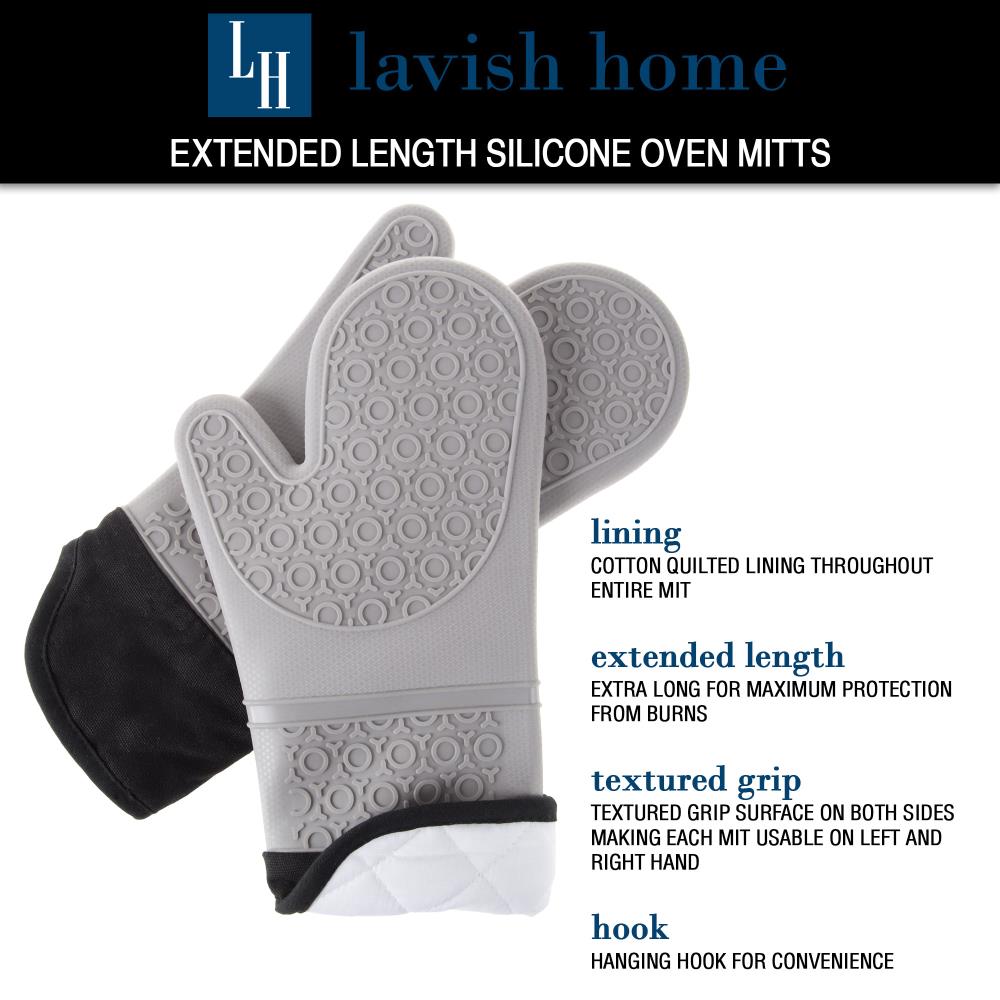 Hastings Home Silicone Oven Mitts - Extra Long Professional Quality Heat  Resistant - 1 pair Gray by Hastings Home in the Kitchen Towels department  at