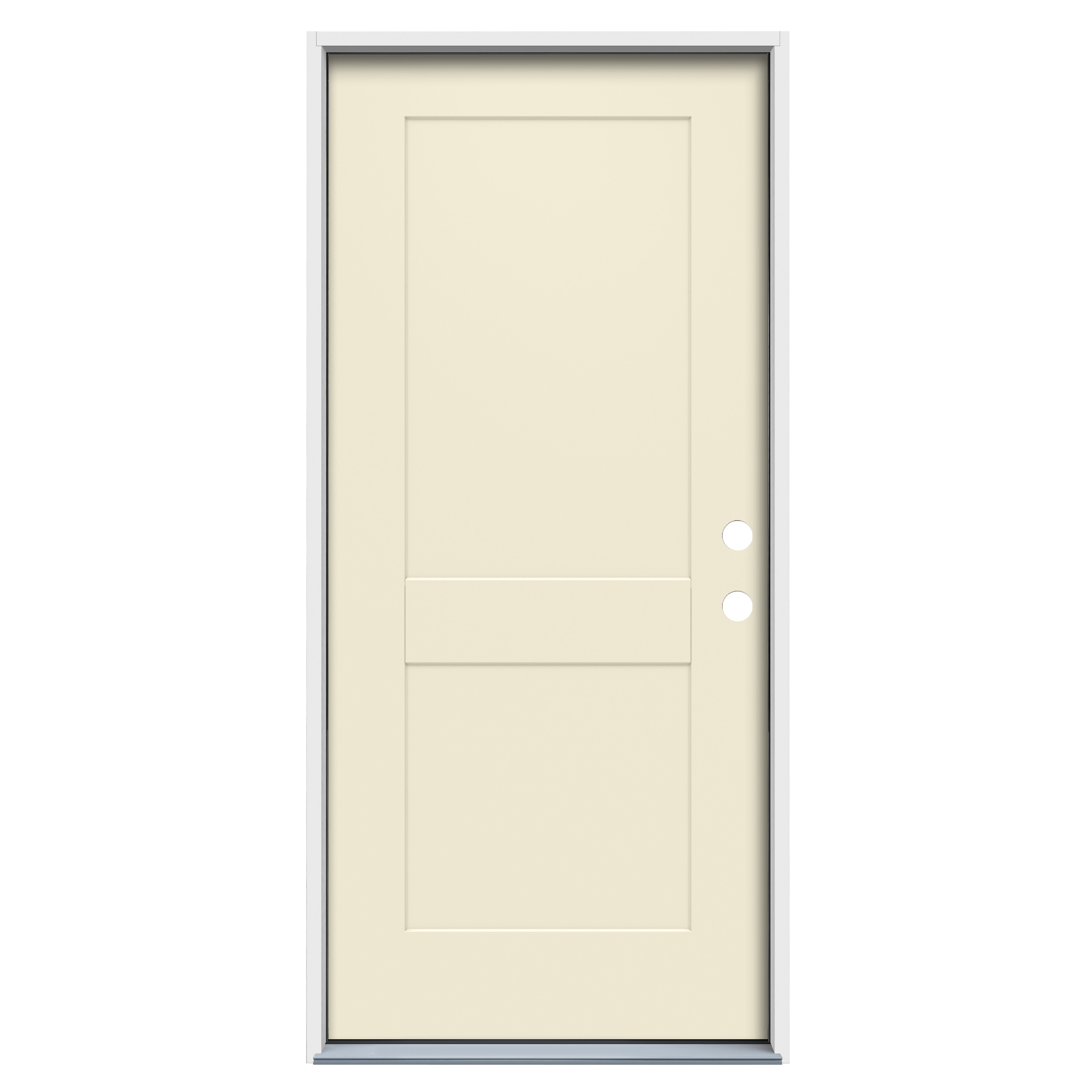36-in x 80-in Steel Left-Hand Inswing Bisque Paint Painted Prehung Single Front Door Insulating Core in Off-White | - American Building Supply LO1049627