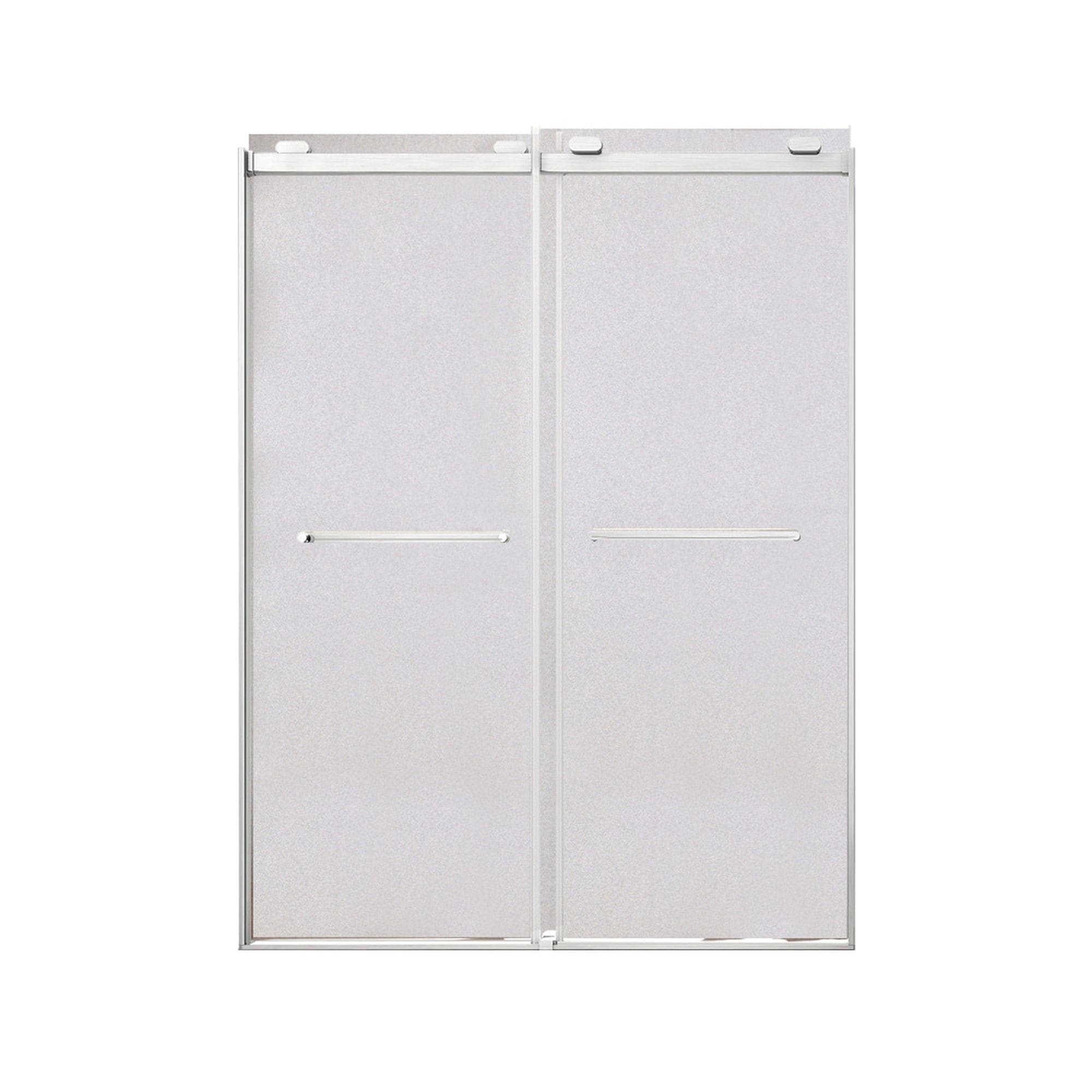 Transolid - Olenna Silver 26-5/8-in to 28-1/8-in W x 80-in H Semi-frameless Clear Glass Sliding S...