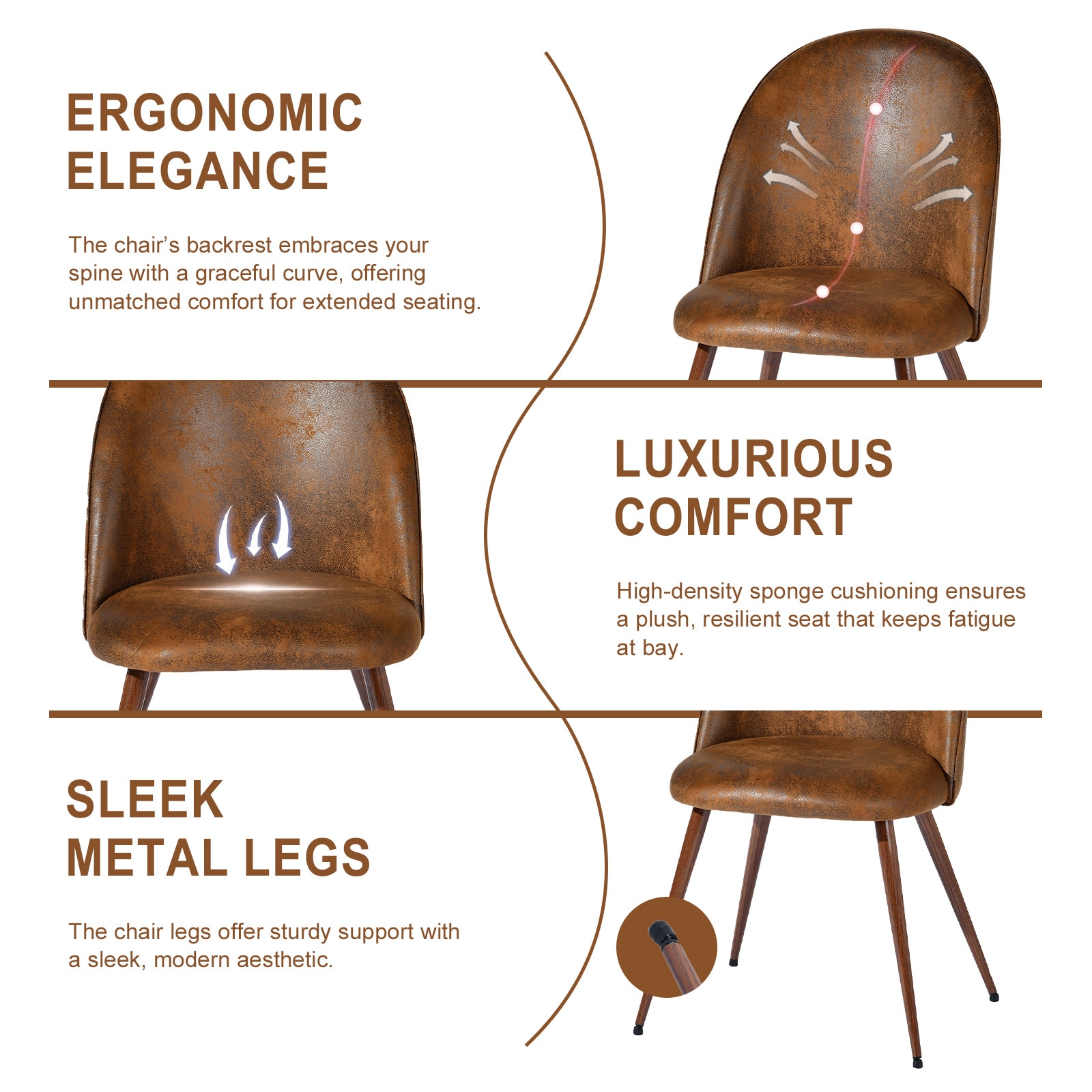 Homy Casa HAVEN BROWN 4PK Dining-Chairs - View #7