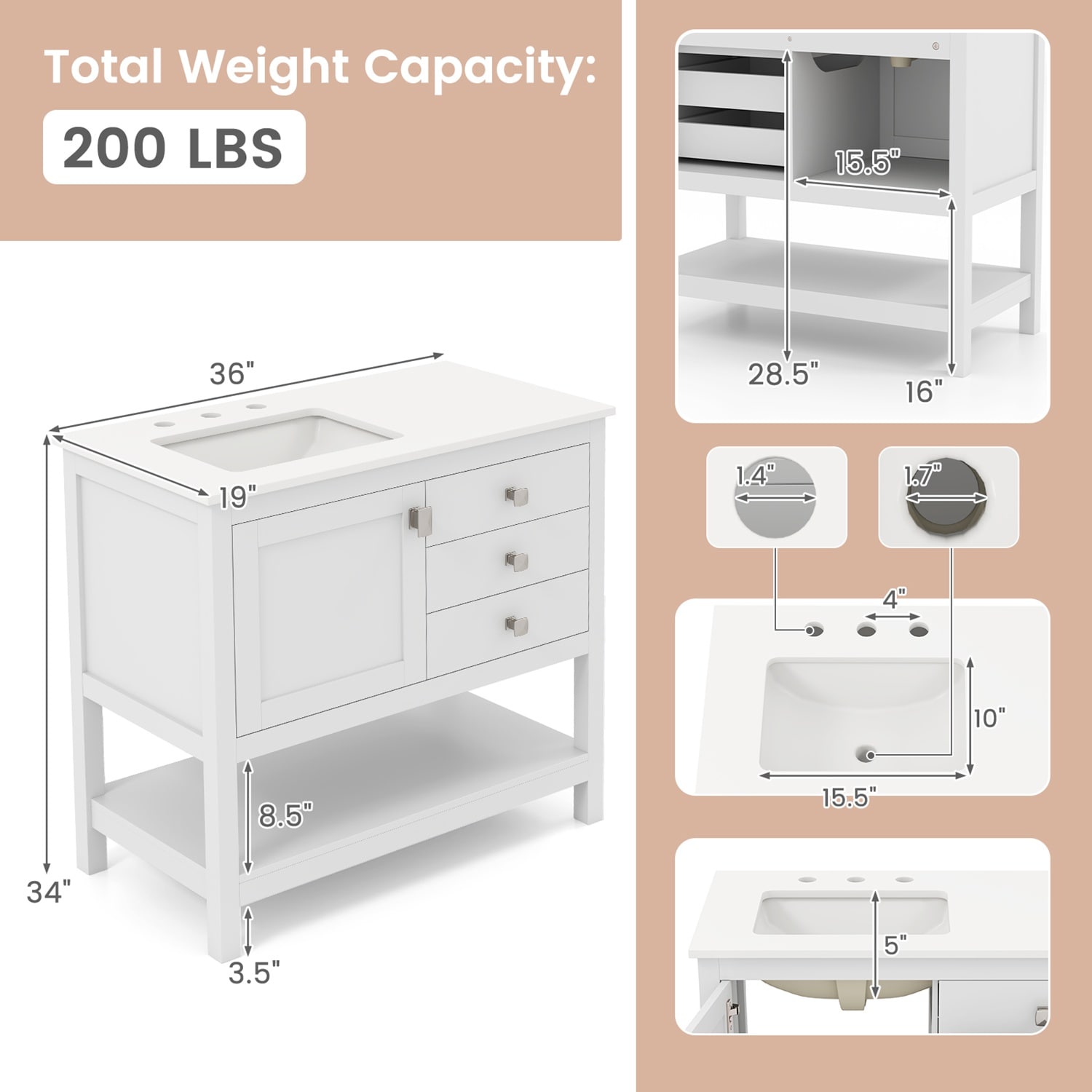 Costway CSHY003147 Bath-Vanity-Combo - View #3