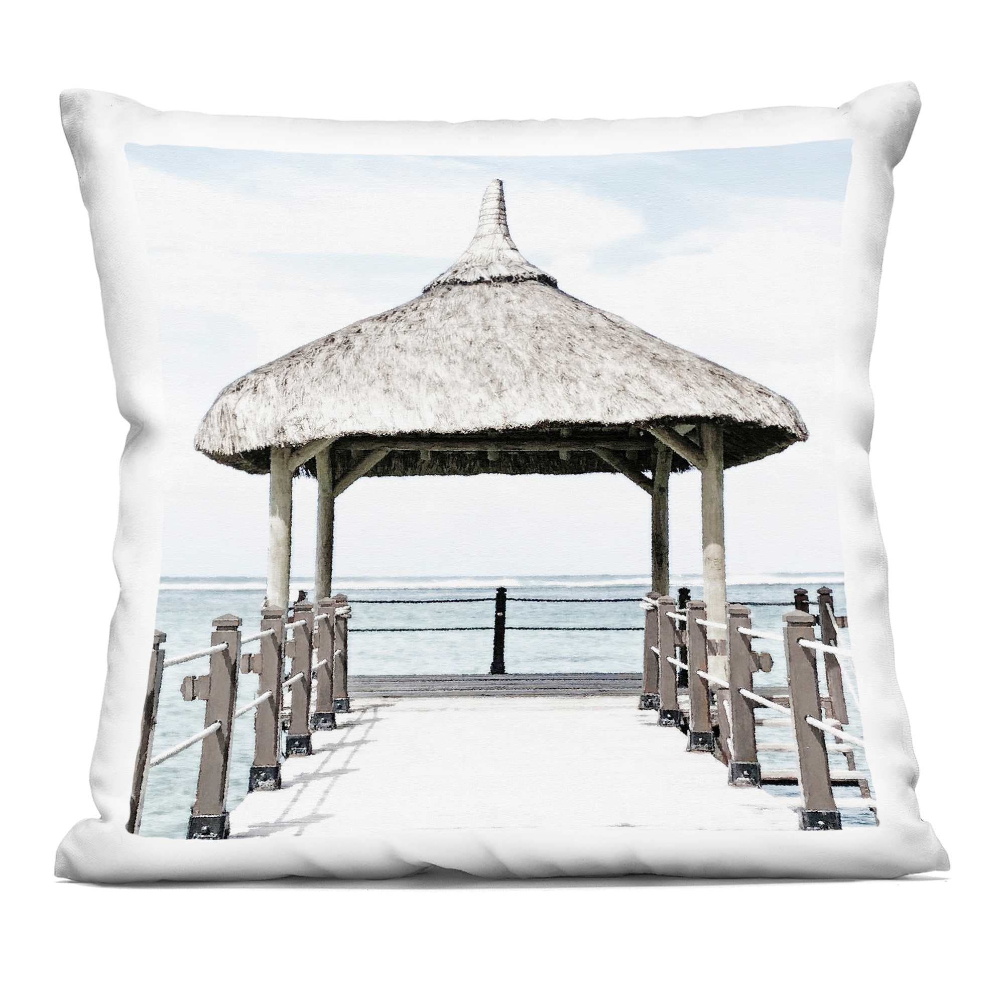 Stupell Industries PLQ-849-SQW-18X18 Jetty At Noon Coast Decorative Printed Throw Pillow design by Noah Bay 18 x 7 x 18