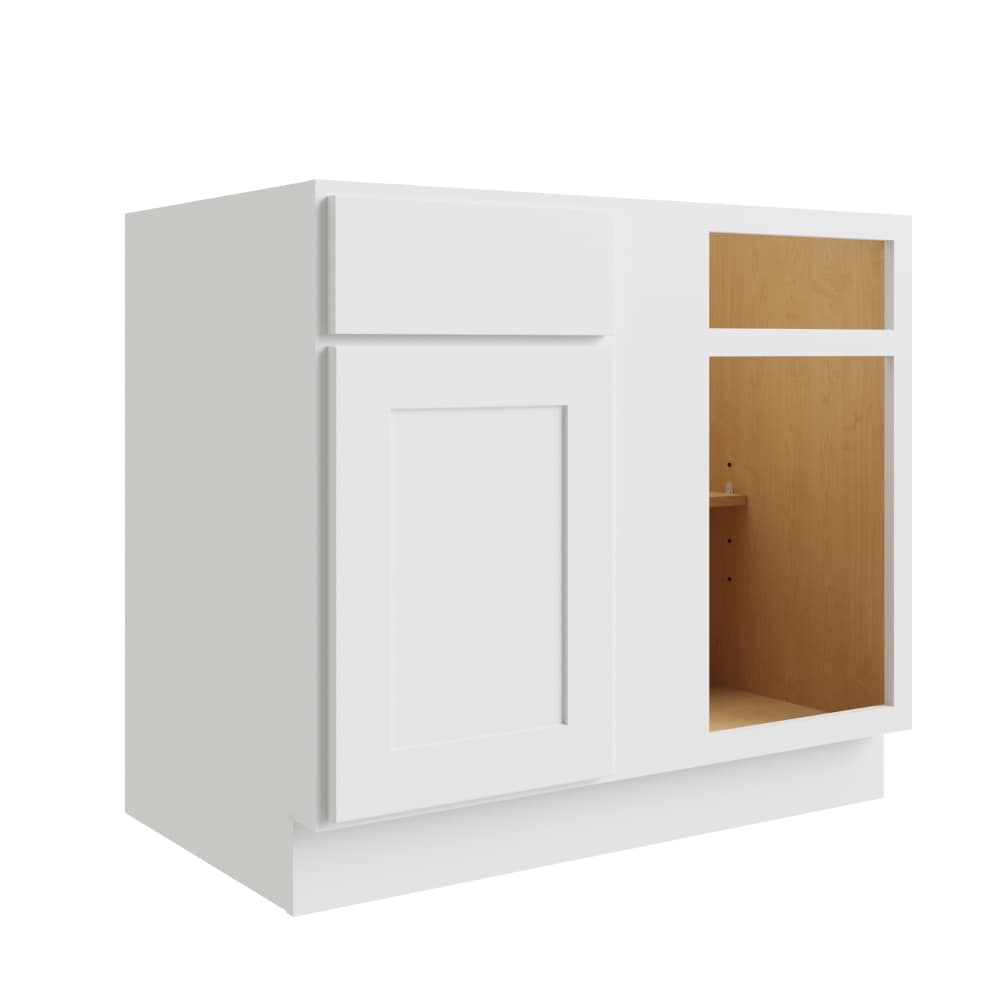 RELIABILT L10-BLB39/42R Parkstone 33-in W x 34.5-in H x 24-in D White Blind Corner base Fully assembled Plywood Cabinet (Flat Panel Shaker)