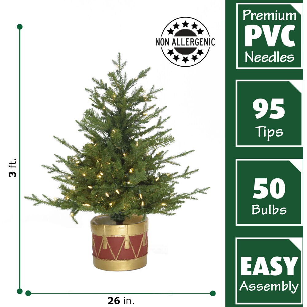 Fraser Hill Farm 3-ft Adirondack Pre-lit Artificial Christmas Tree with ...
