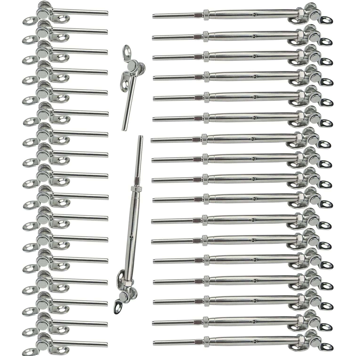 Phyfalip  Cable Railing Hardware Kit for One Eighth Inch Cable Adjustable Angle T316 Stainless Steel for Deck Stair Fence or Garden 32 Pairs with