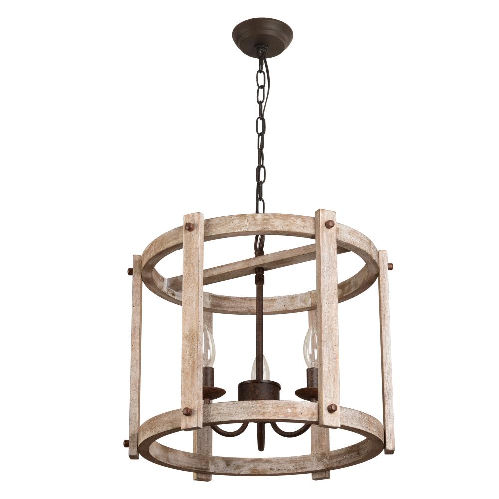 Oaks Decor Farmhouse Wood Chandelier 3 Light Weathered Wood Farmhouse   42137343 