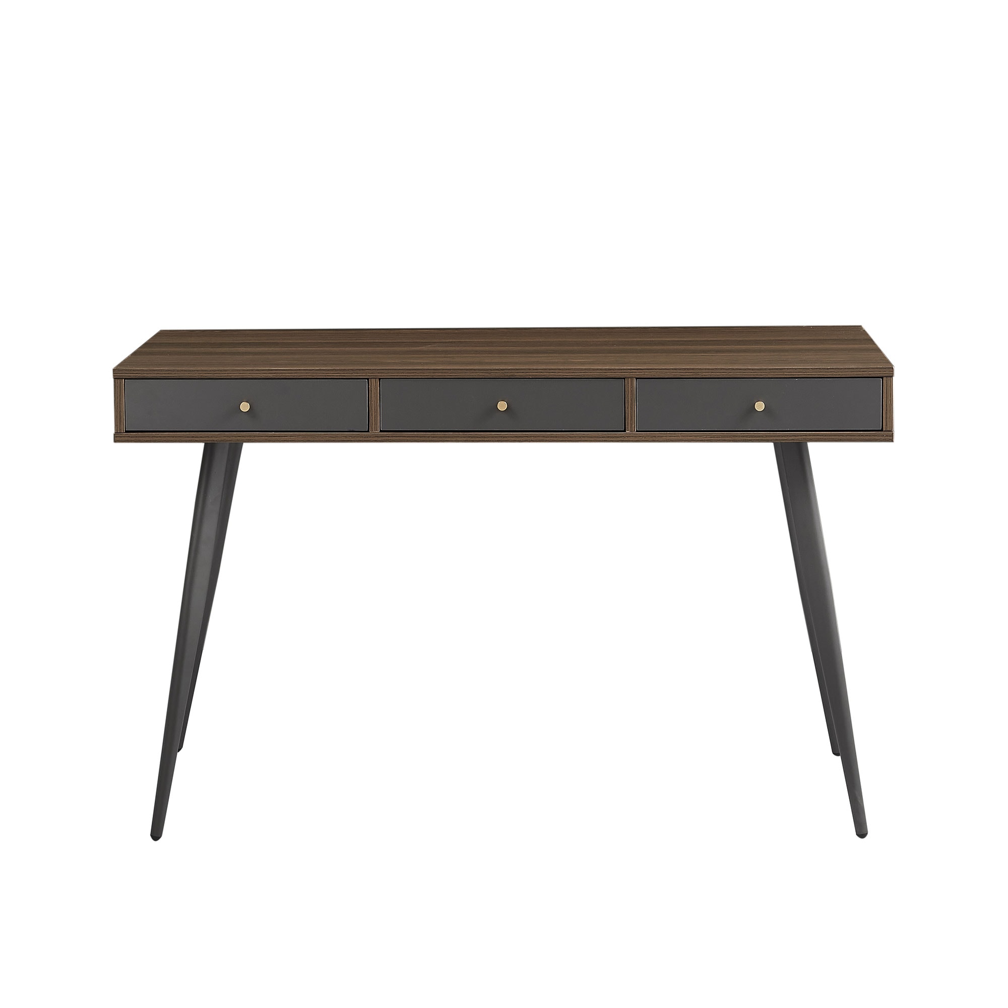 Tatayosi JL-280091 Mid Century Walnut and Grey Writing Desk with Three Drawers