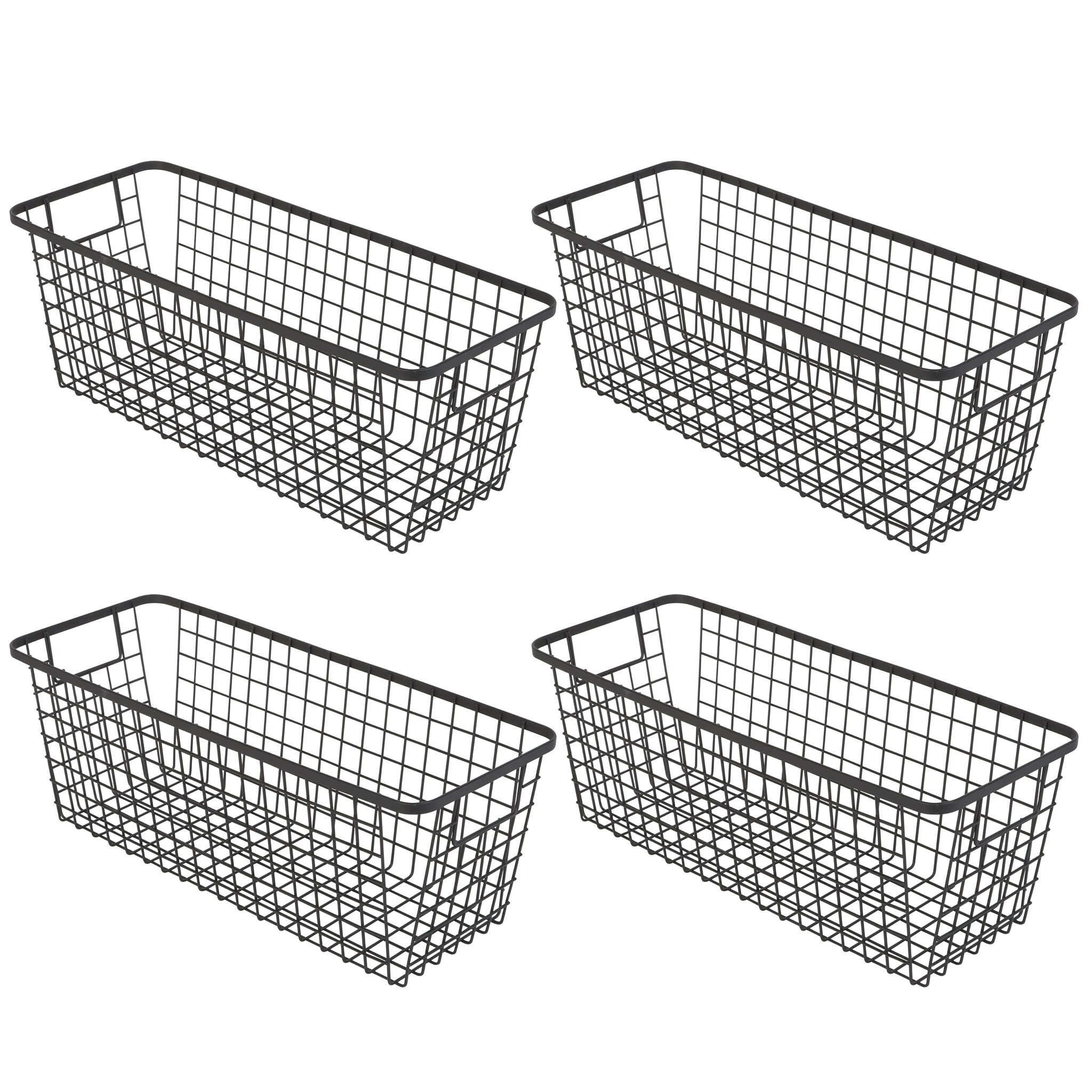 Smart Design 8005551AS4 4 -Pack ( 6-in W x 6-in H x 16-in D ) Black Steel Basket