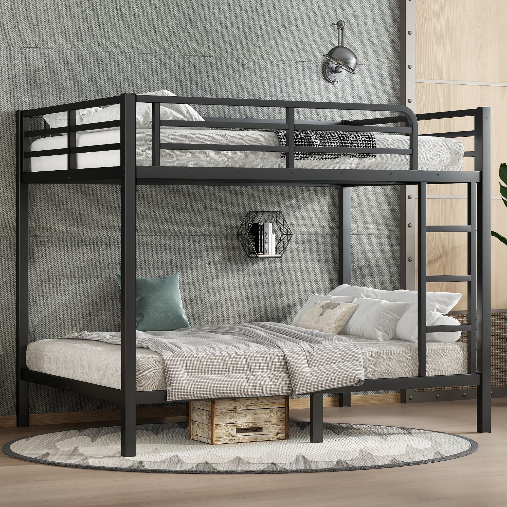 Horizons Prime - Full over Full Black Metal Bunk Bed for Teens and Adults with Space-Saving Desig...