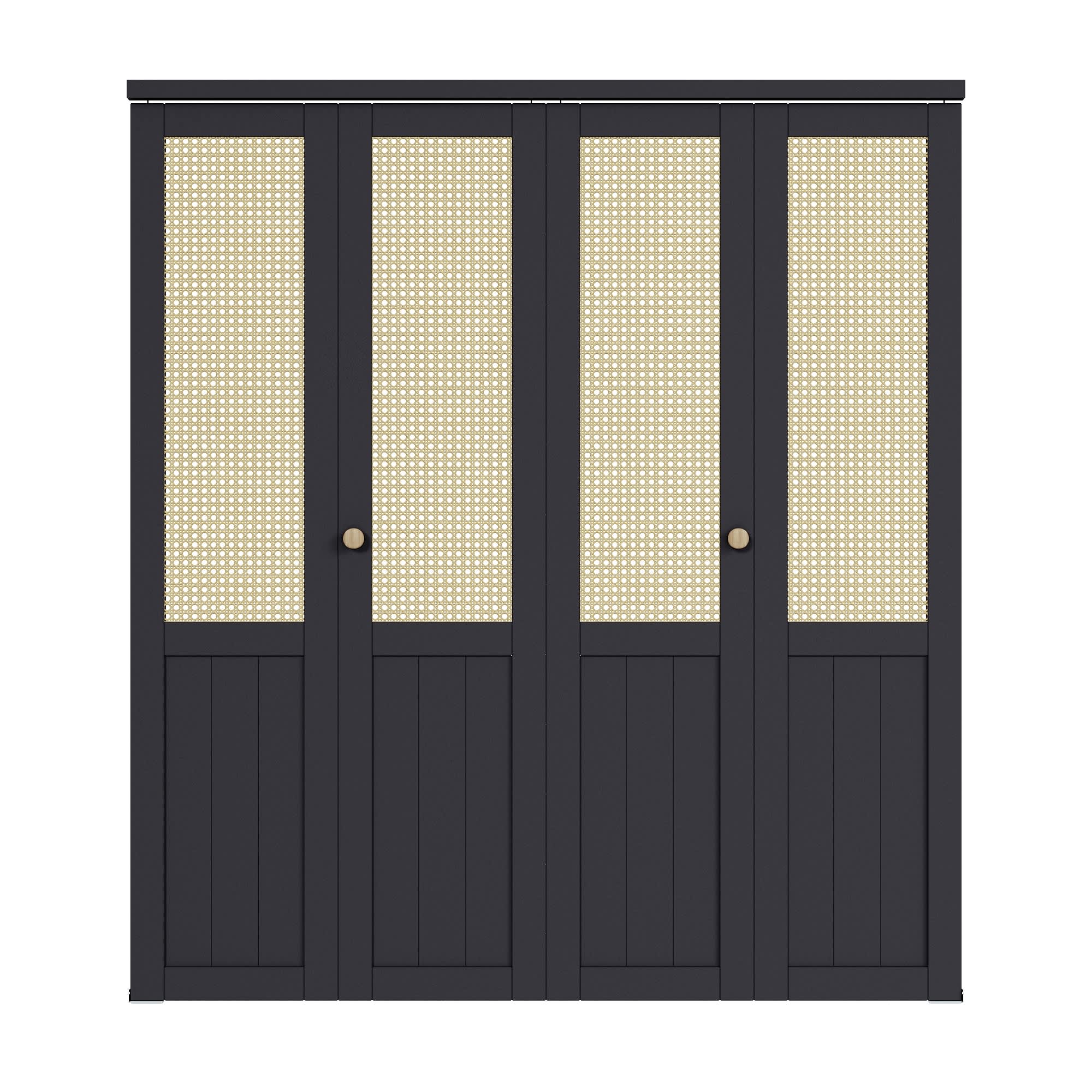 HYALON 72-in x 80-in Black Half-Grid Rattan Smooth Solid core