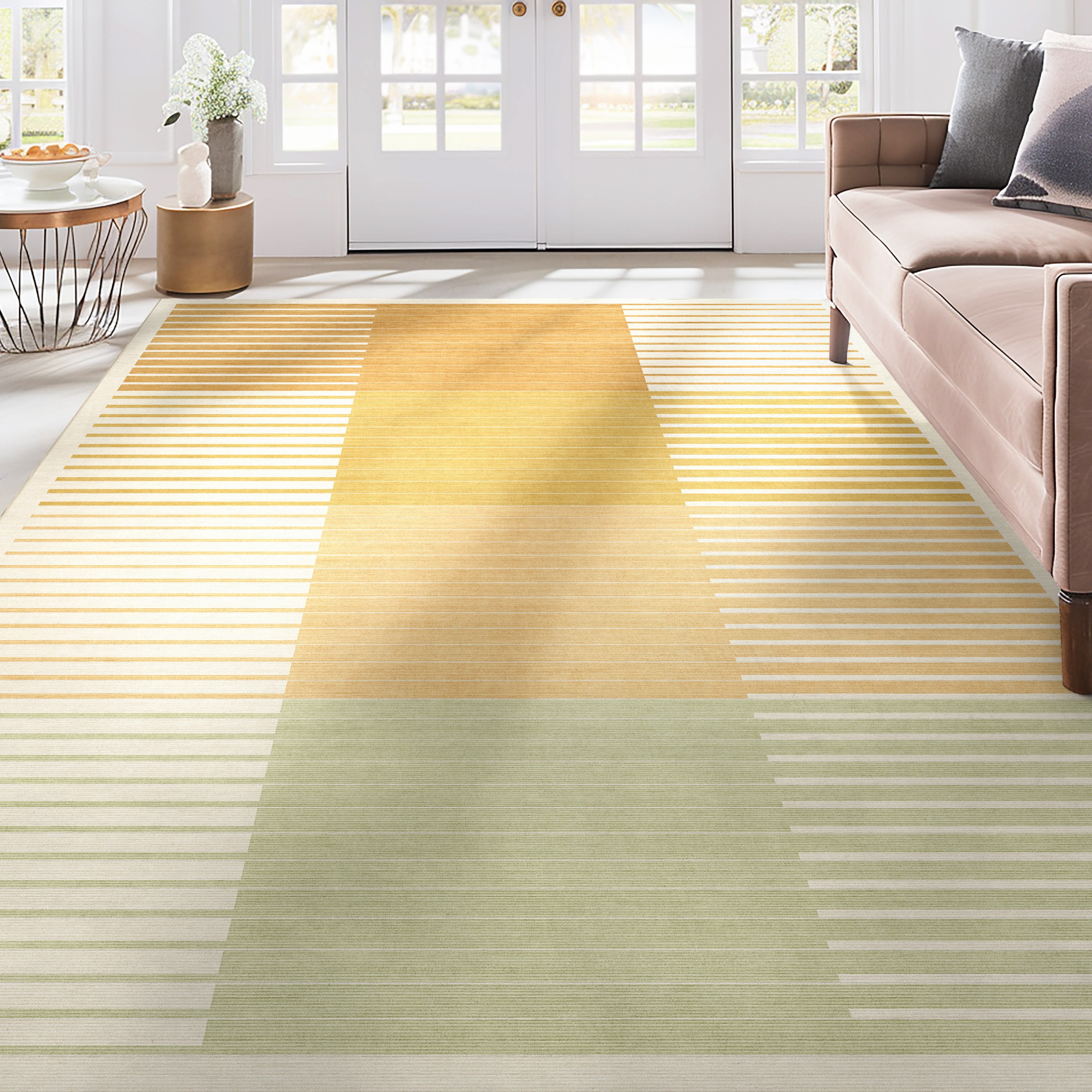 Well Woven W-APE-13A-7 Apollo Elemental 8 x 10 (ft) Polyester Yellow Rectangular Indoor Geometric Mid-Century Modern Area rug
