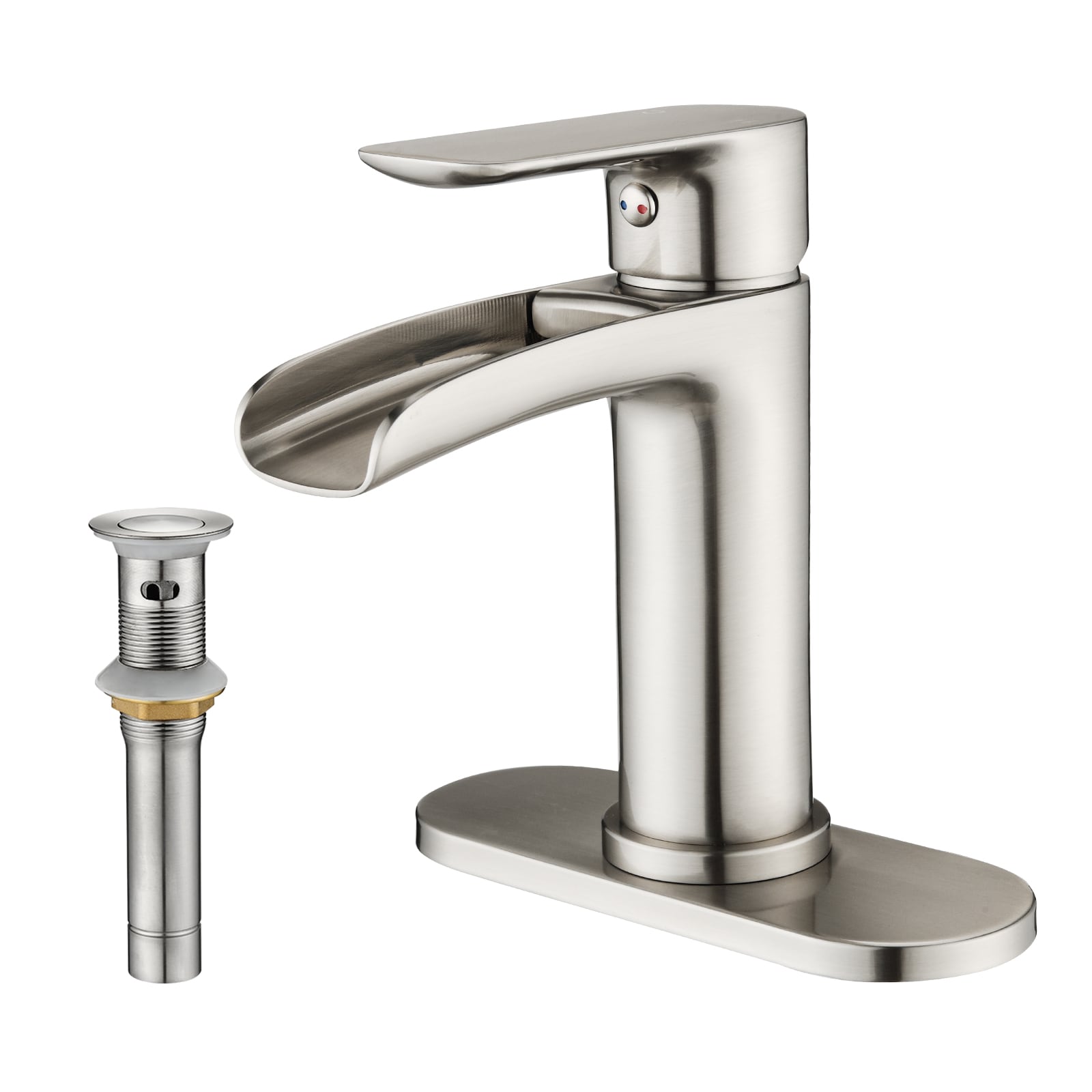 UCLIMAA - Waterfall Bathroom Faucet with Pop up Drain for 1 or 3 Hole Installations