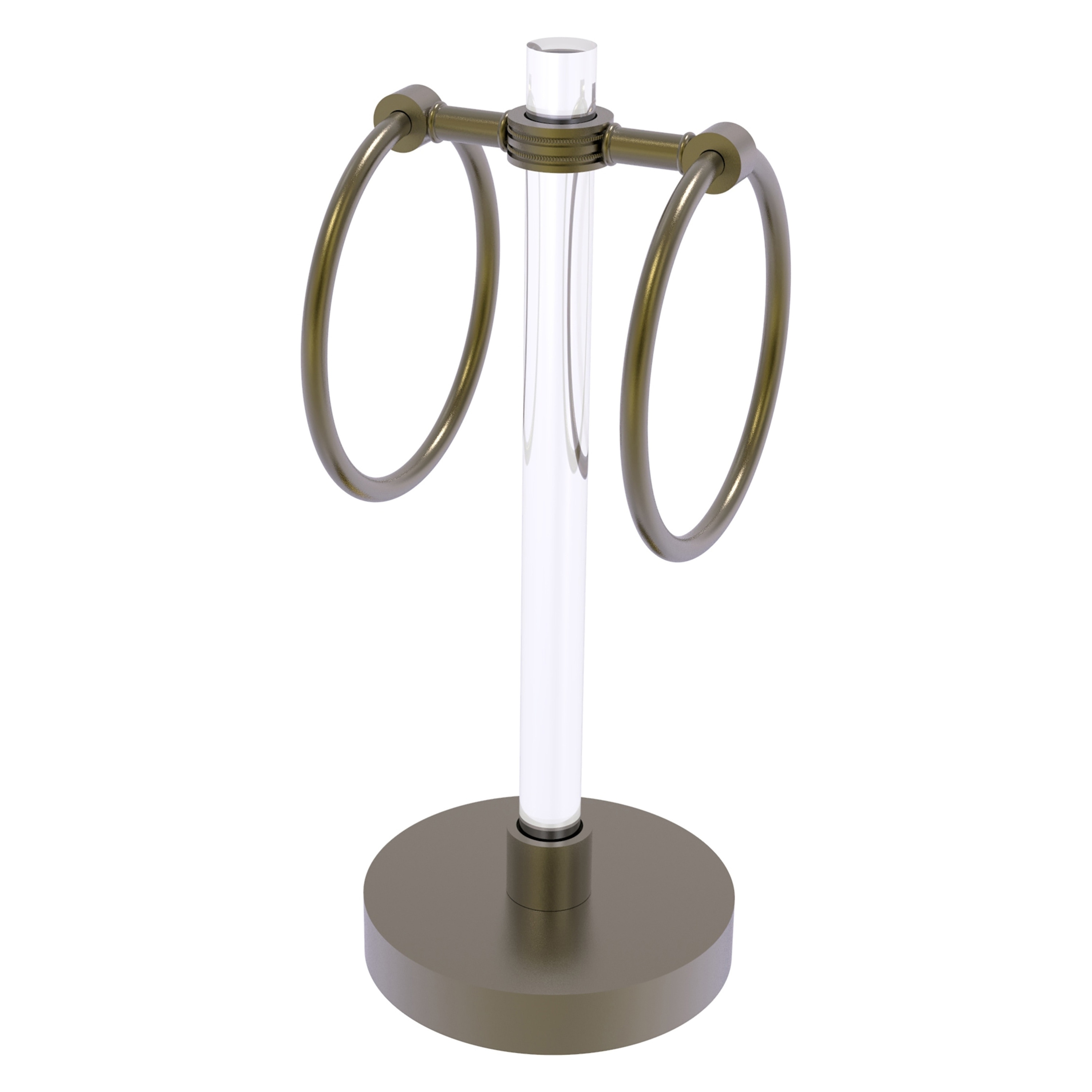 Allied Brass CV-GTRSD-10-ABR Clearview Antique Brass Freestanding countertop Single Towel Ring