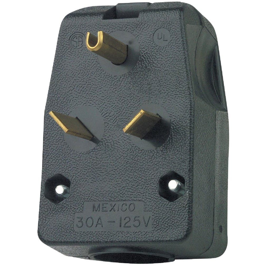 Leviton 830-T 30 Amp 125 Volt Travel Trailer Vinyl Grounding Angle Plug Black #DFP-FC-522358-DC3E