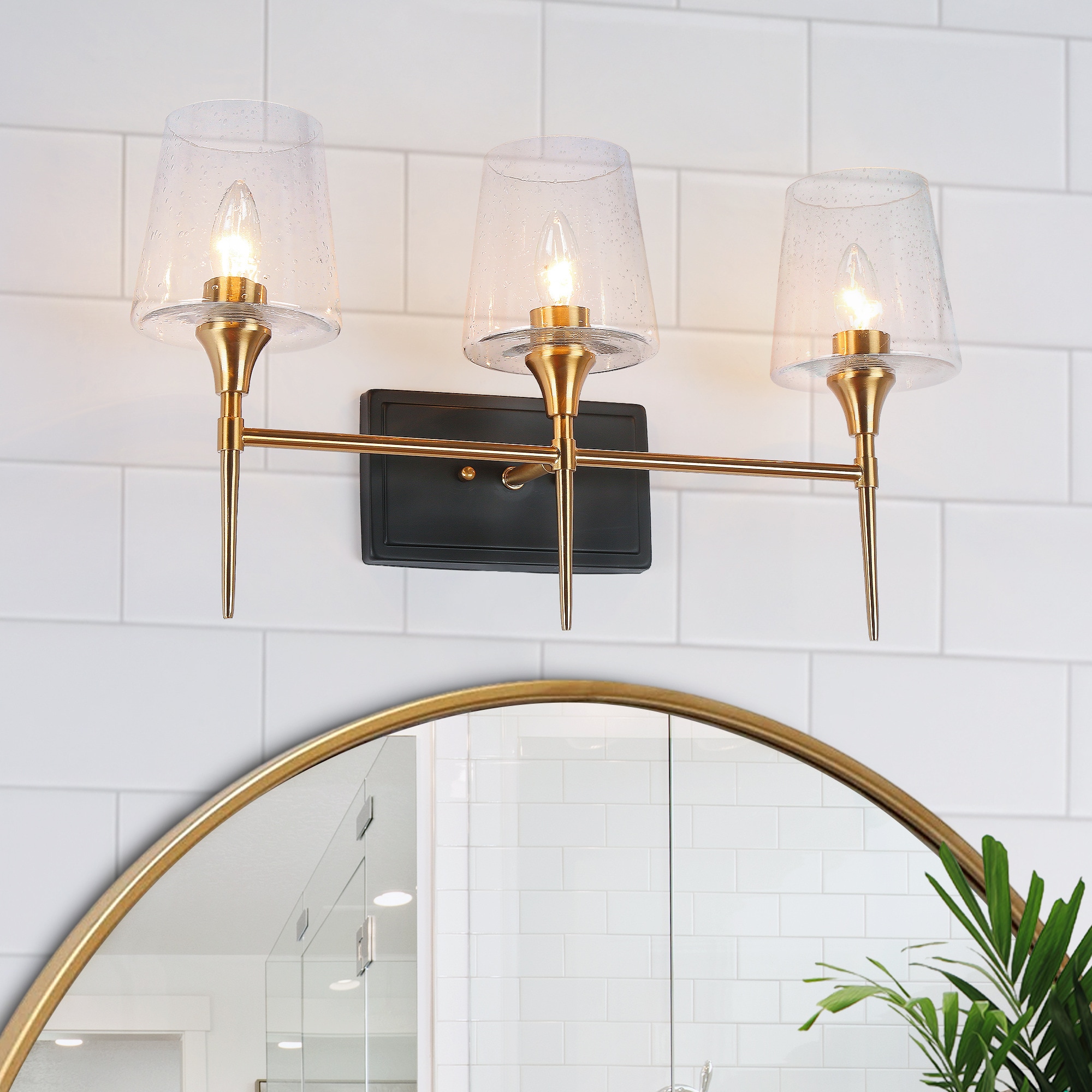ZEVNI L32ANFQAW34W3SG8 LoomSayre 22.4-in 3 -Light Matte Black Transitional Vanity light bar