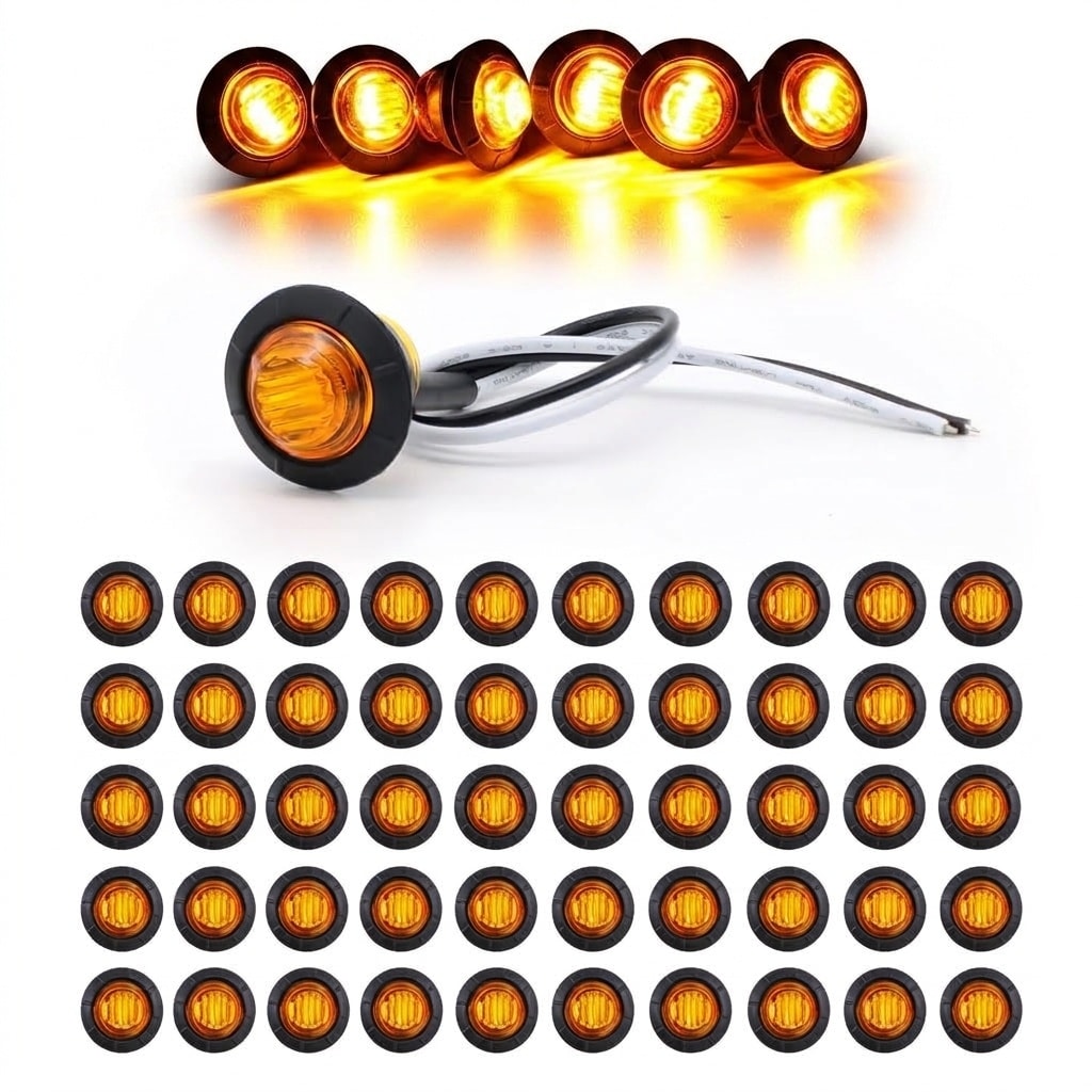 Aoibox 50 Piece 3 4 Inch Mount Amber 3 LED Mini Round Trailer Side ...
