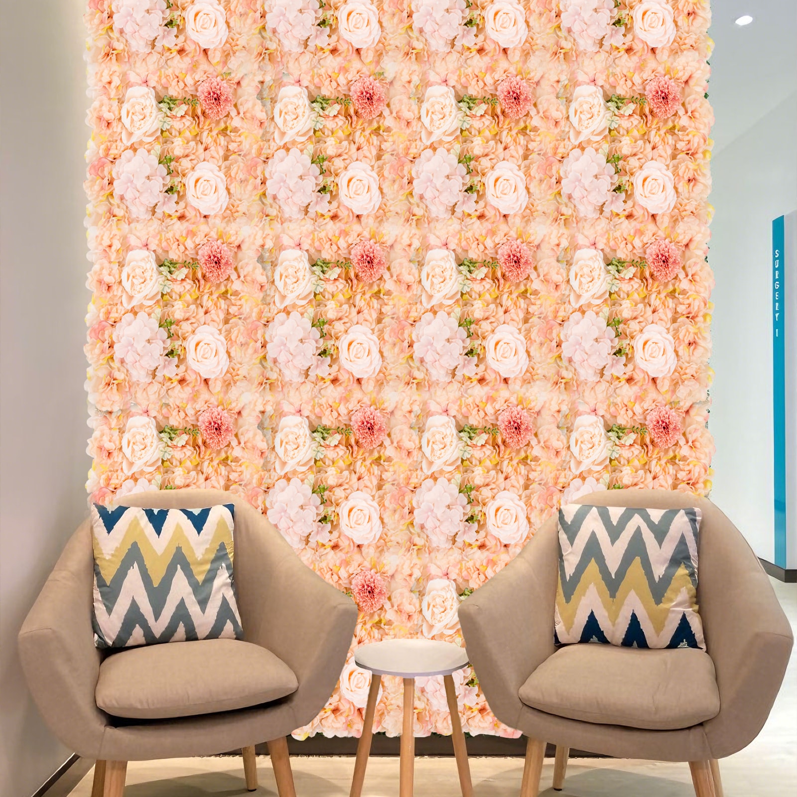 IdealHouse 12Pack Flower Wall Panels15xFaux 15 Inches Rose Silk Flowers Panel ideal for BackdropFlower Panels ideal for Wedding PhotographyParty Event Decorationations