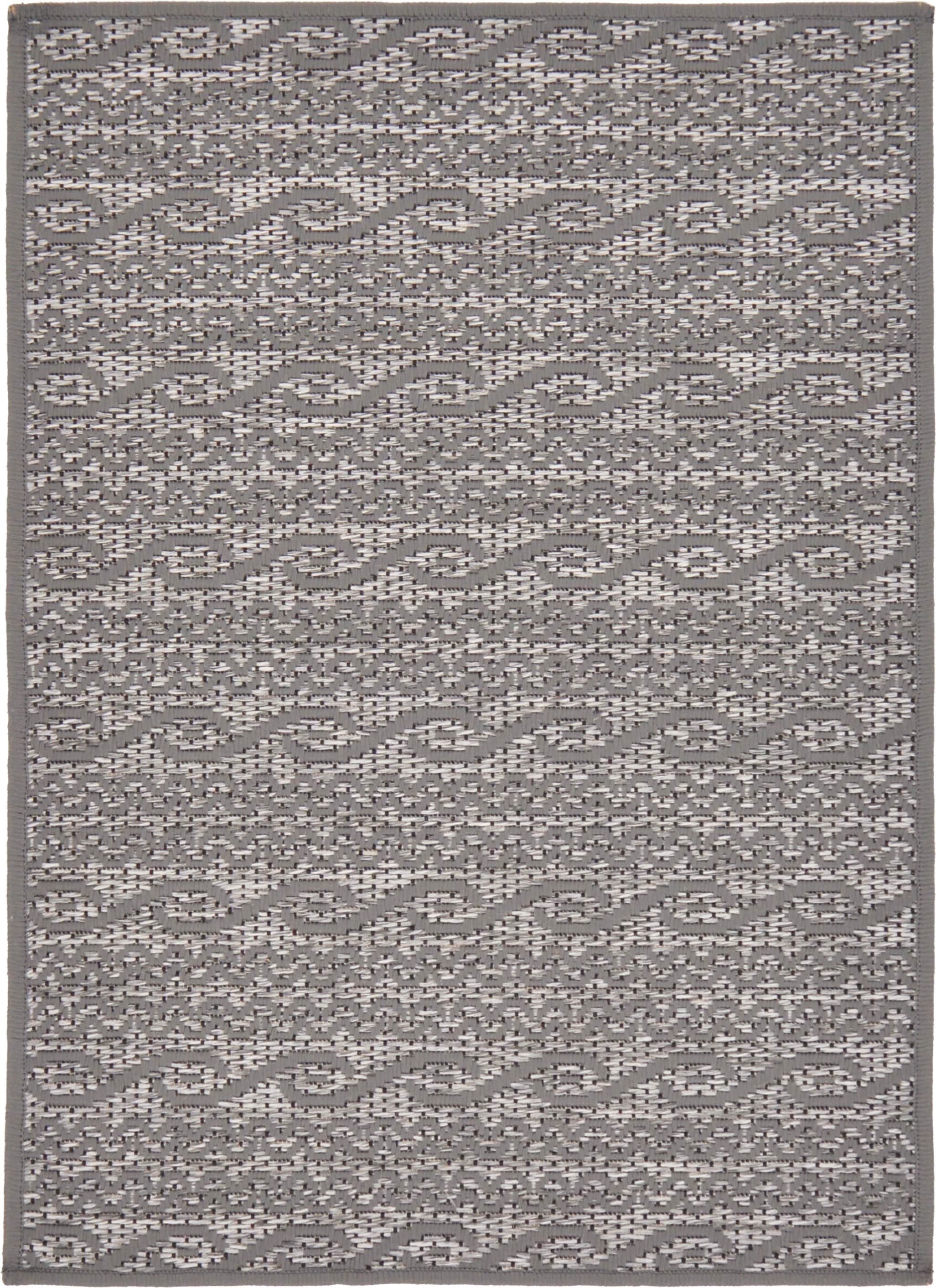 Unique Loom 3127222 Links Outdoor 2 x 3 (ft) Loomed Polypropylene Gray/Light Gray Rectangular Indoor/Outdoor Stripe French Country Area rug