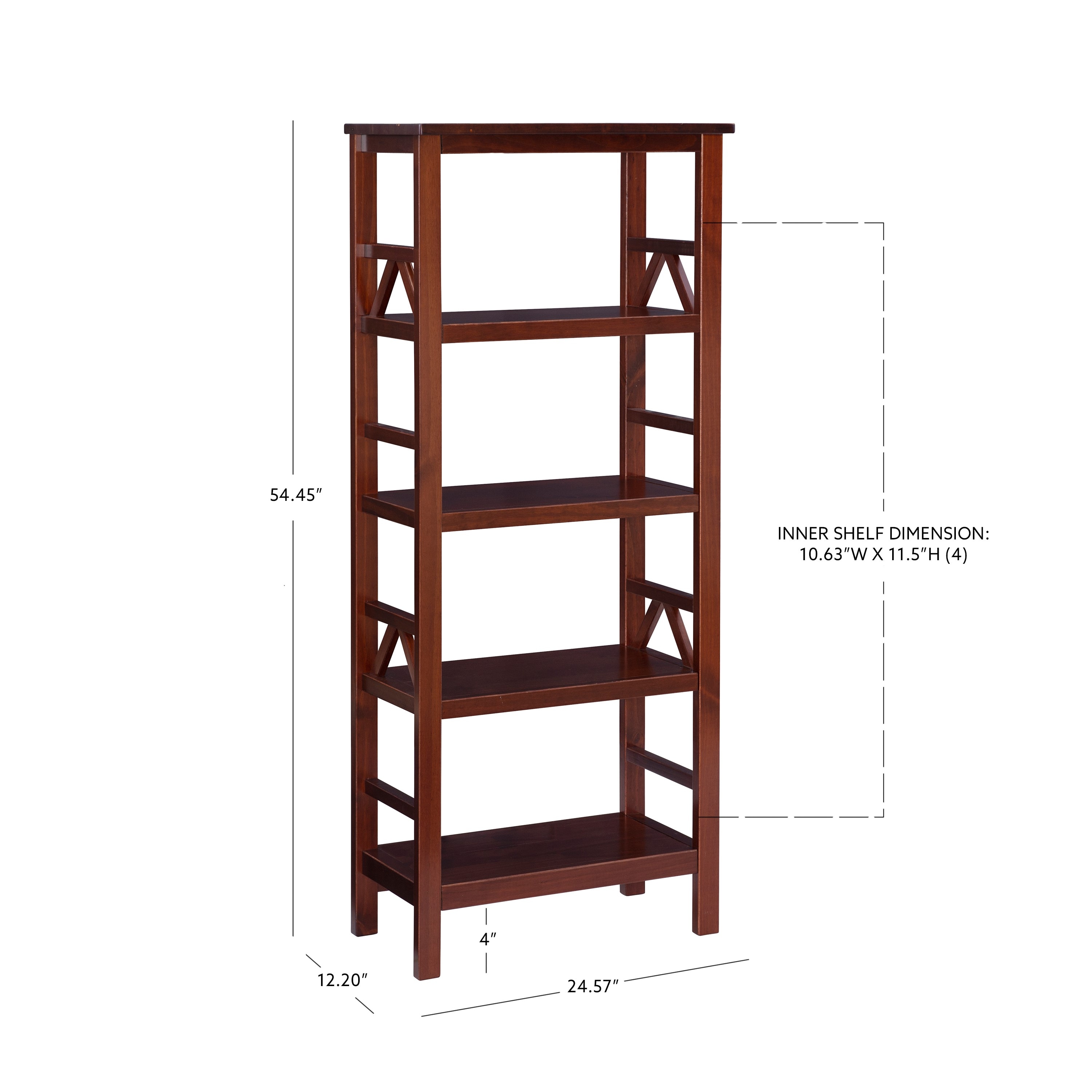 Linon Titian Bookcase Pine And Painted Mdf Wood 4 Shelf Floating   14889530 