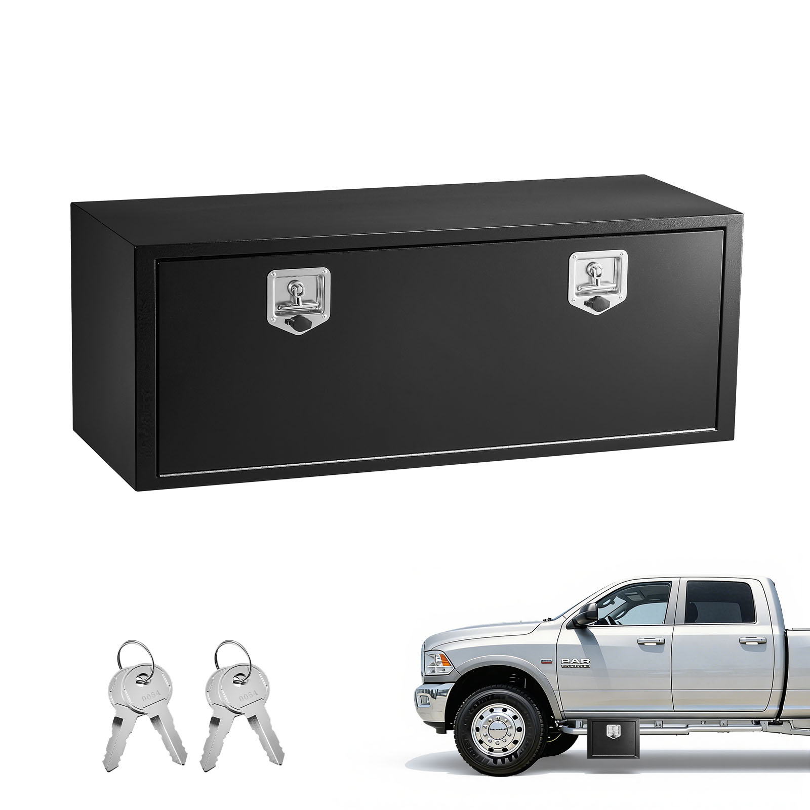 VEVOR 48-in x 18-in x 18-in Black Steel Underbody Truck Tool Box
