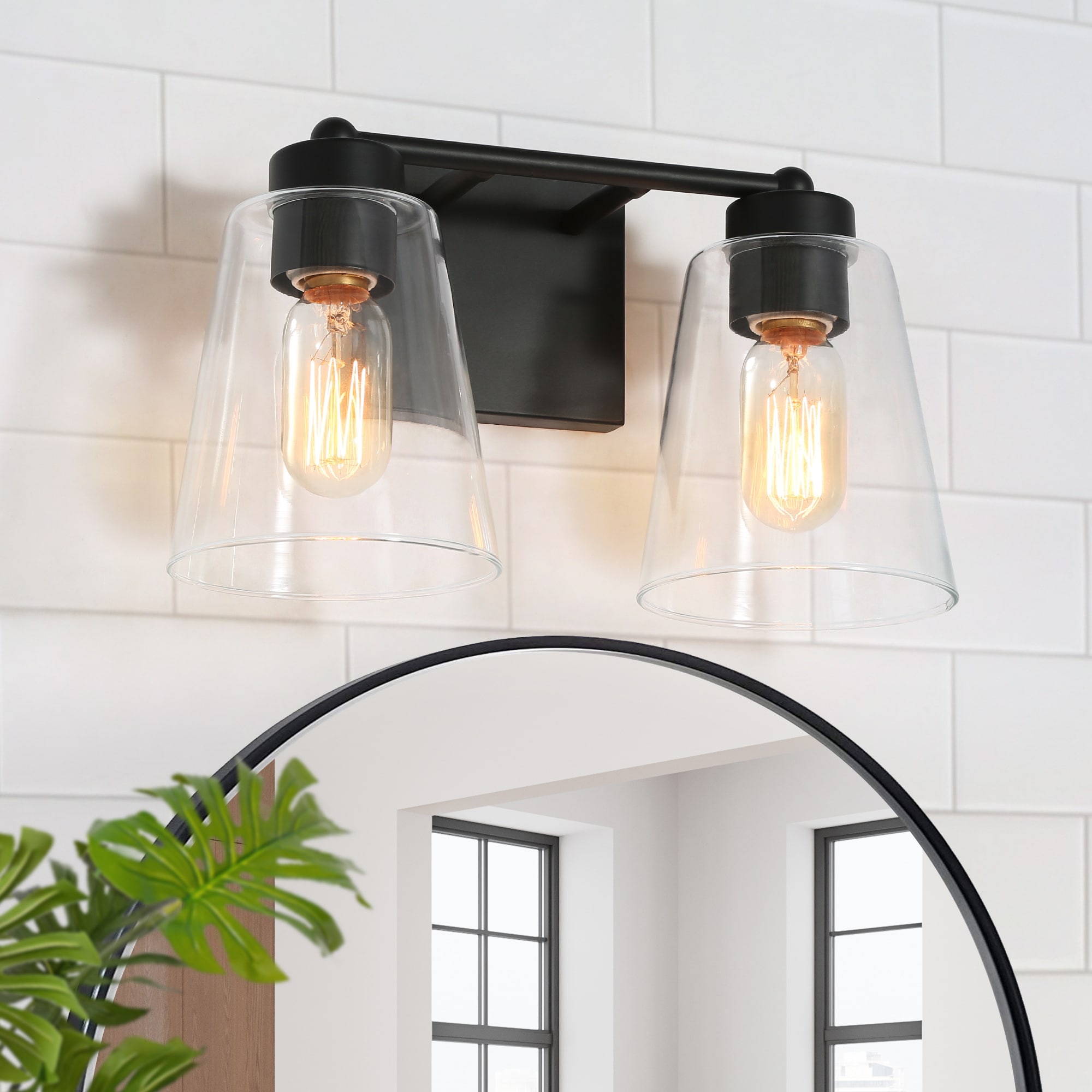 Uolfin 7VENEI-LWS24336-R7 13-in 2 -Light Matte Black Modern/contemporary Vanity light