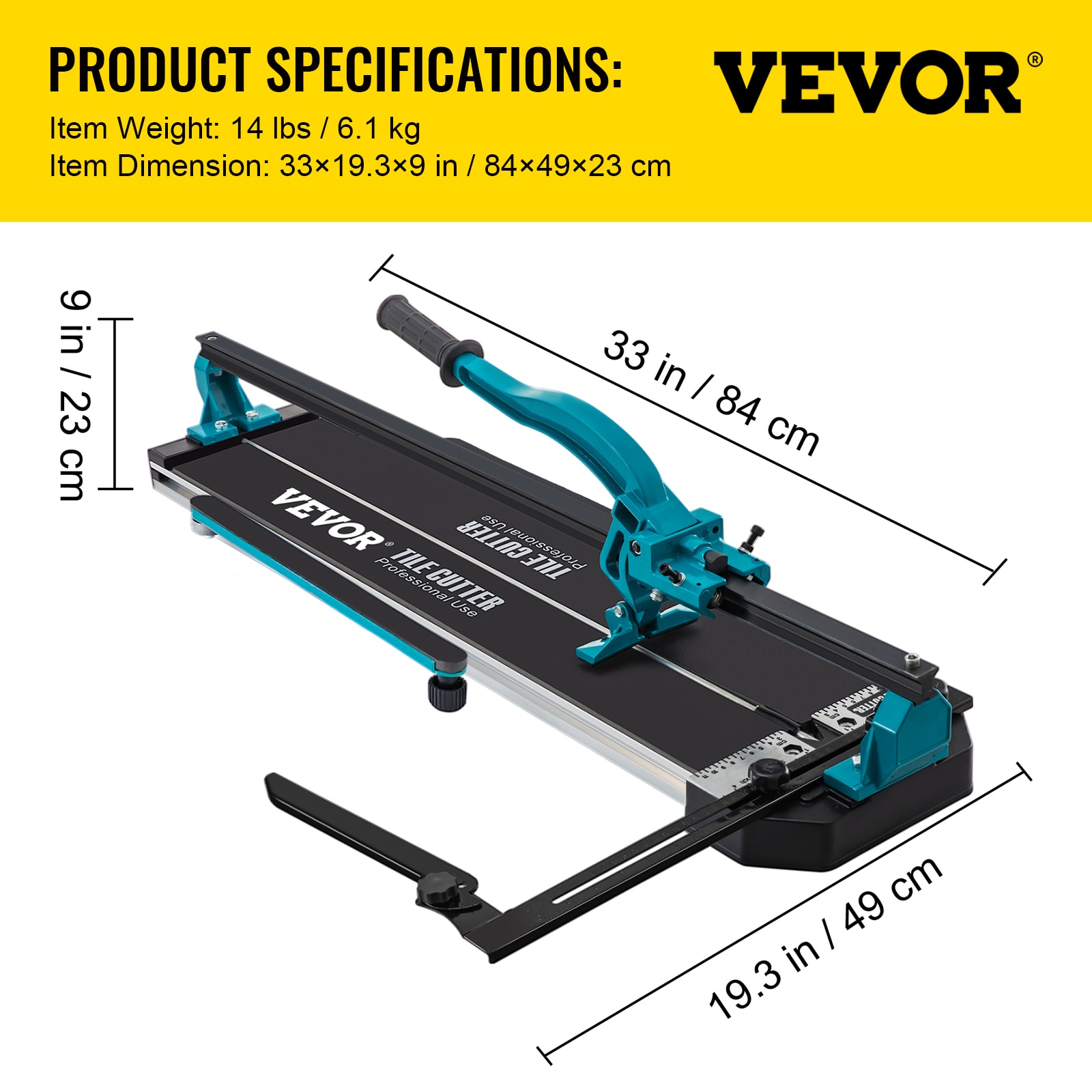 VEVOR 24 in. Manual Tile Cutter Double Rails Tile Cutter W/Alloy Cutting  Wheel for Porcelain and Ceramic Tiles CZQGJ600MMSDSGL05V0 - The Home Depot