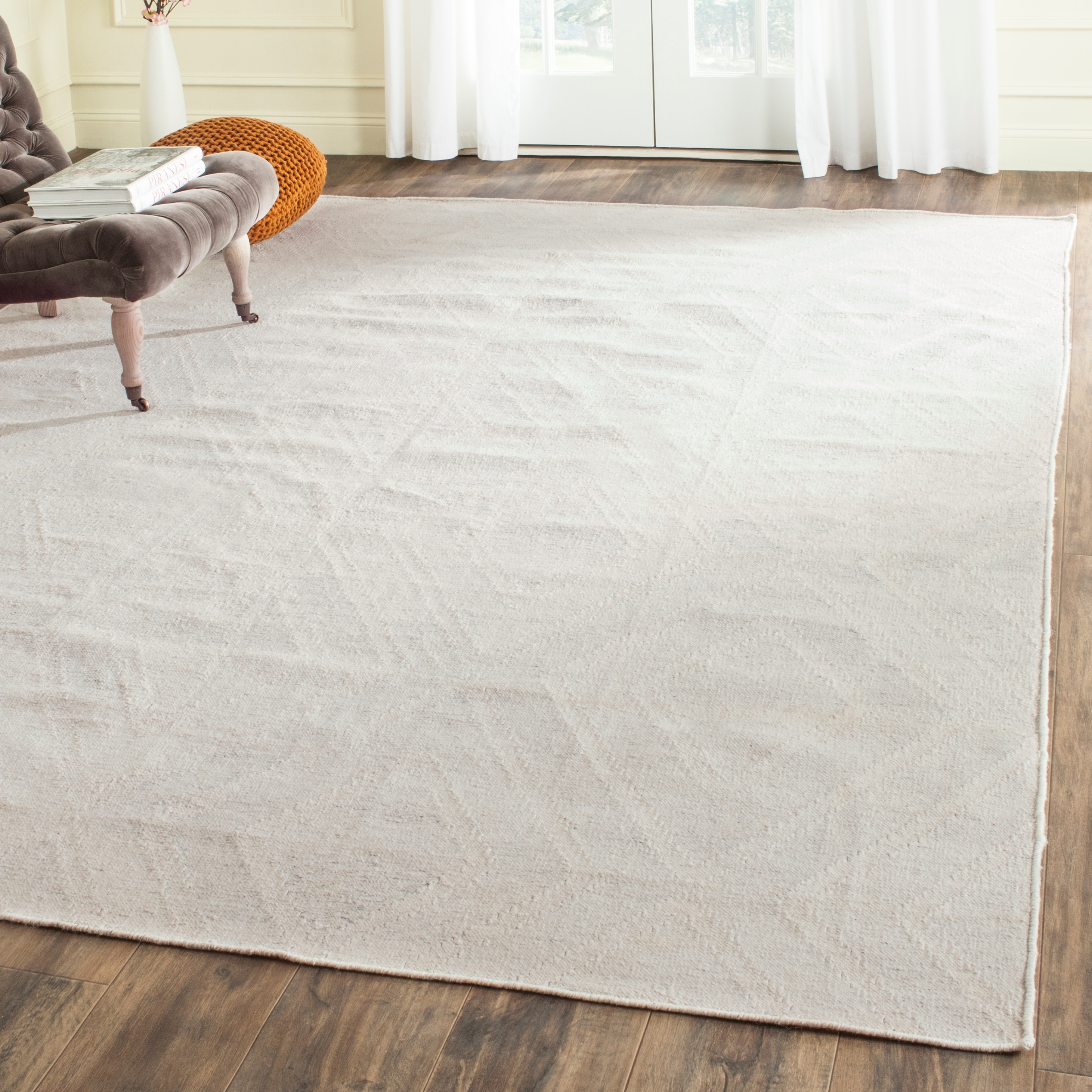 Safavieh KLM516C-5 Kilim Aleena 5 x 8 (ft) Synthetic Light Gray/Ivory Rectangular Indoor Geometric Oriental Area rug