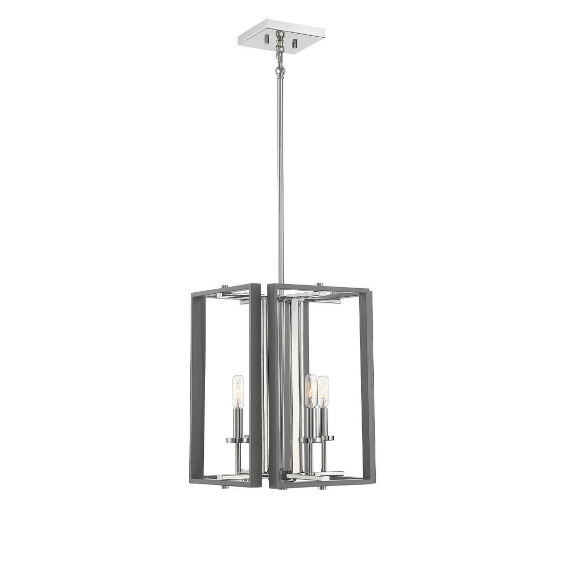  LW-SH640225 4-Light Gray with Polished Nickel Accents Transitional Geometric Hanging Pendant Light