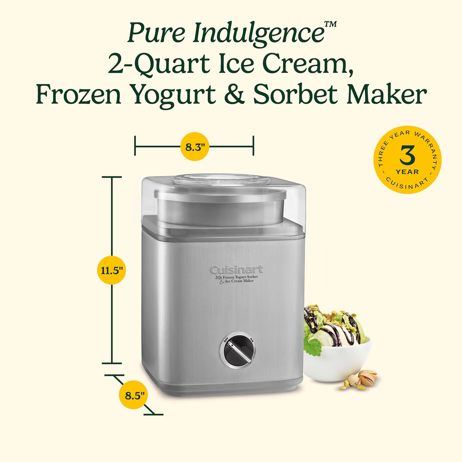 Cuisinart Pure Indulgence 2024 2 Quart Ice Cream Maker