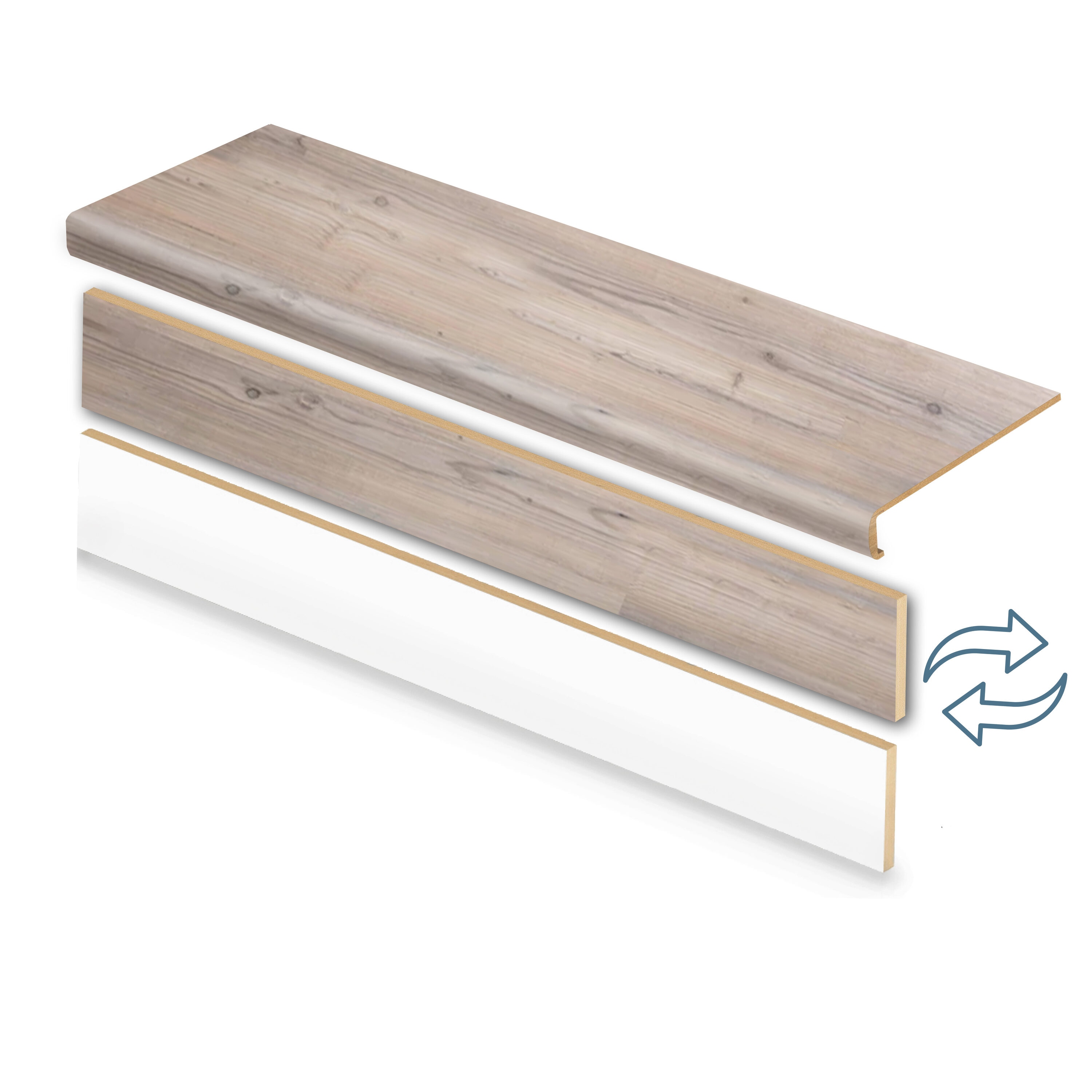 Zamma 20CA77398 Cap A Tread Stair Renewal System 47-in x 12.125-in x 2.1875-in Country Pine Type 2 Kit with Reversible Riser Laminate