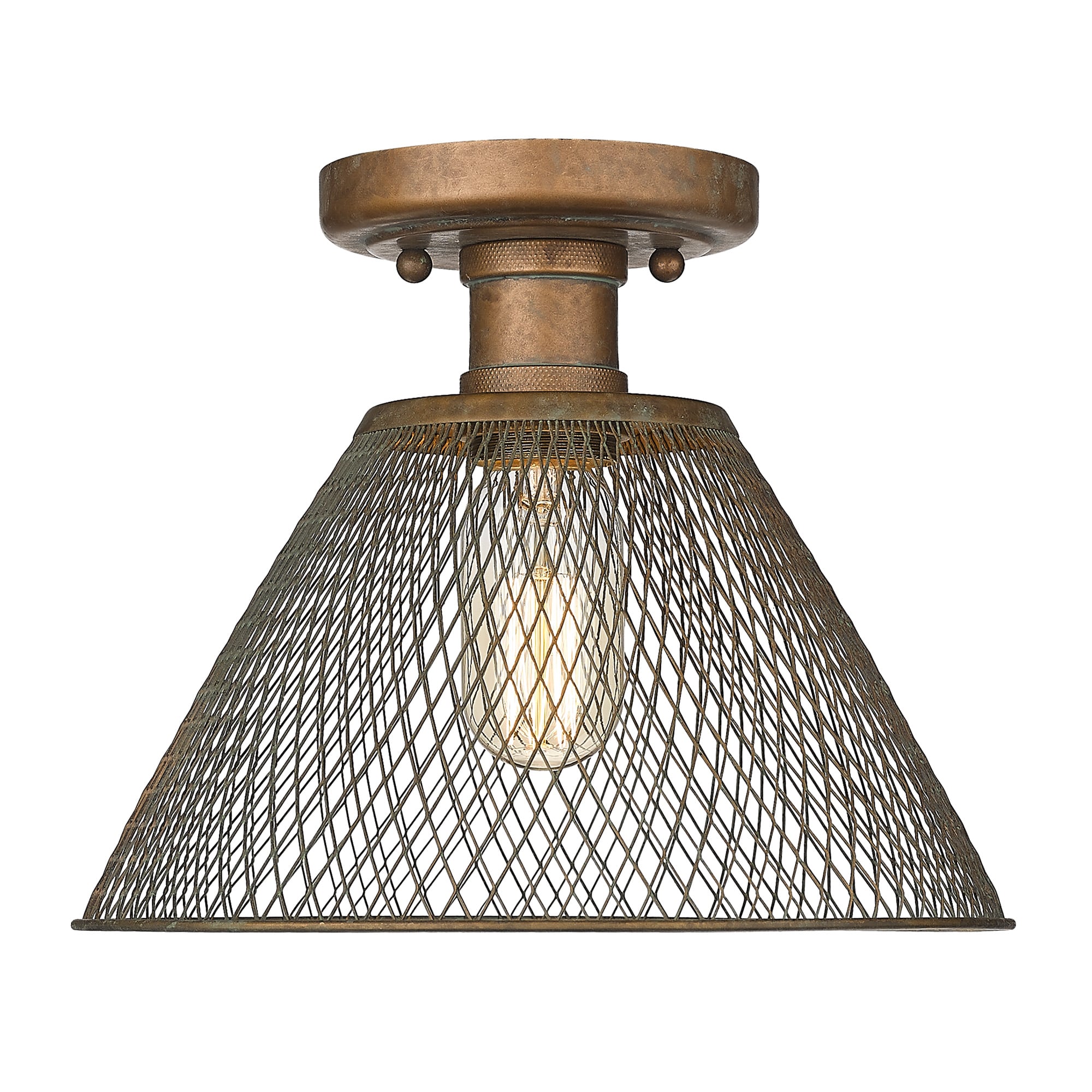 Golden Lighting 0304-SF CP Adeline 1 -Light 8.5-in Brushed Bronze Flush Mount Light