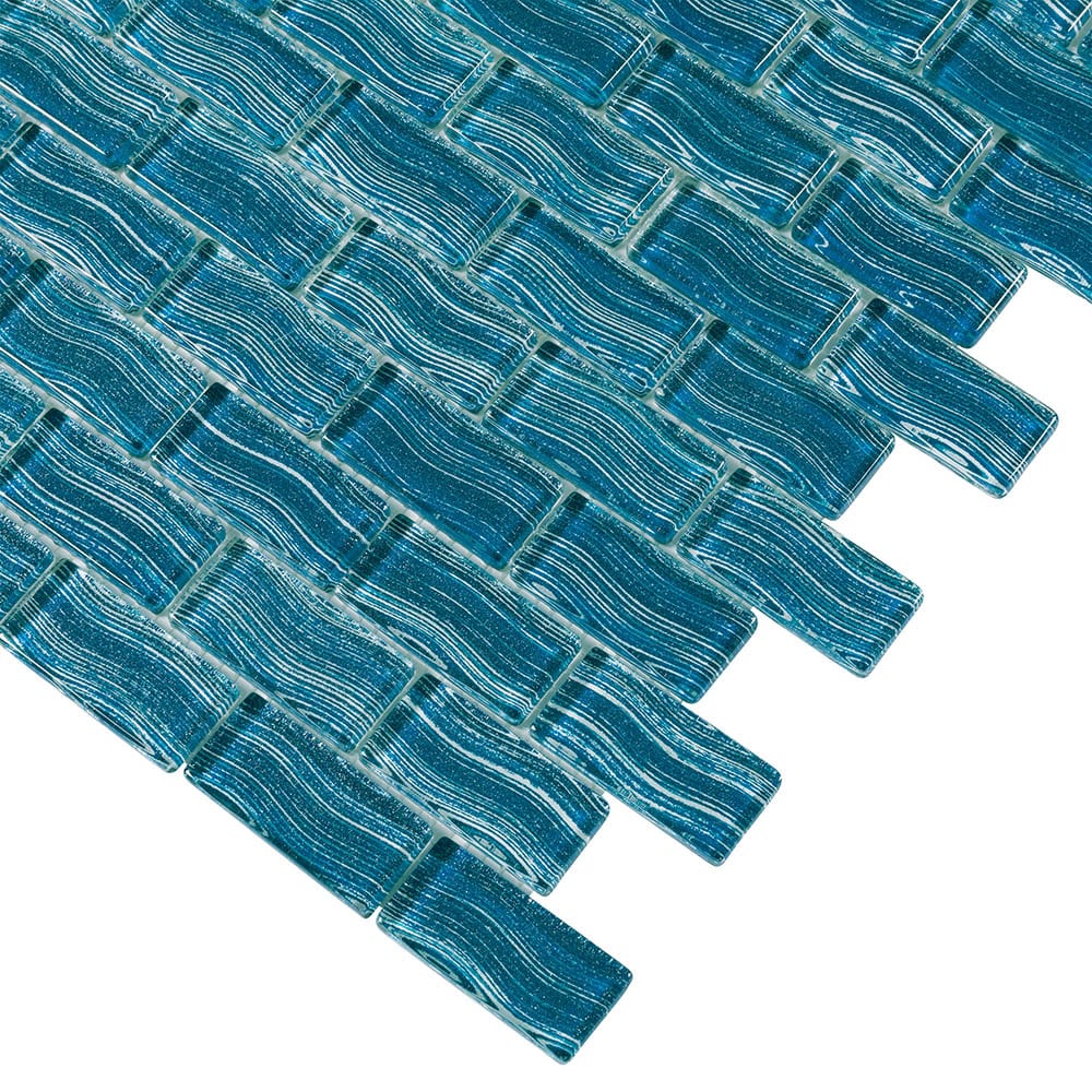 Elida Ceramica Tropics Teal 12-in x 12-in Glossy Glass Brick Wall Tile (10.648-sq. ft/ Carton)