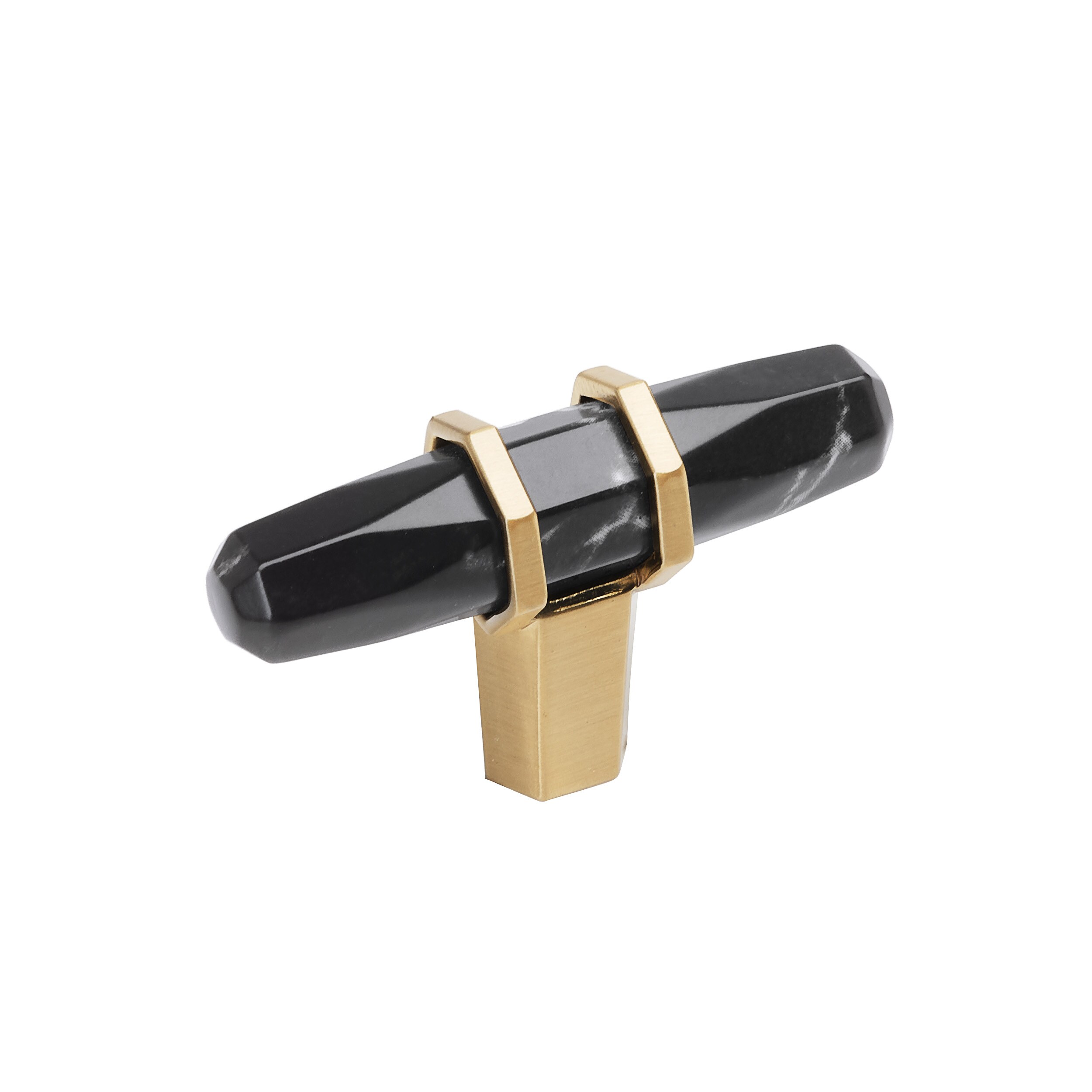 Amerock BP36647MBKCZ Carrione 2-1/2-in Marble Black/Champagne Bronze Bar Contemporary Cabinet Knob