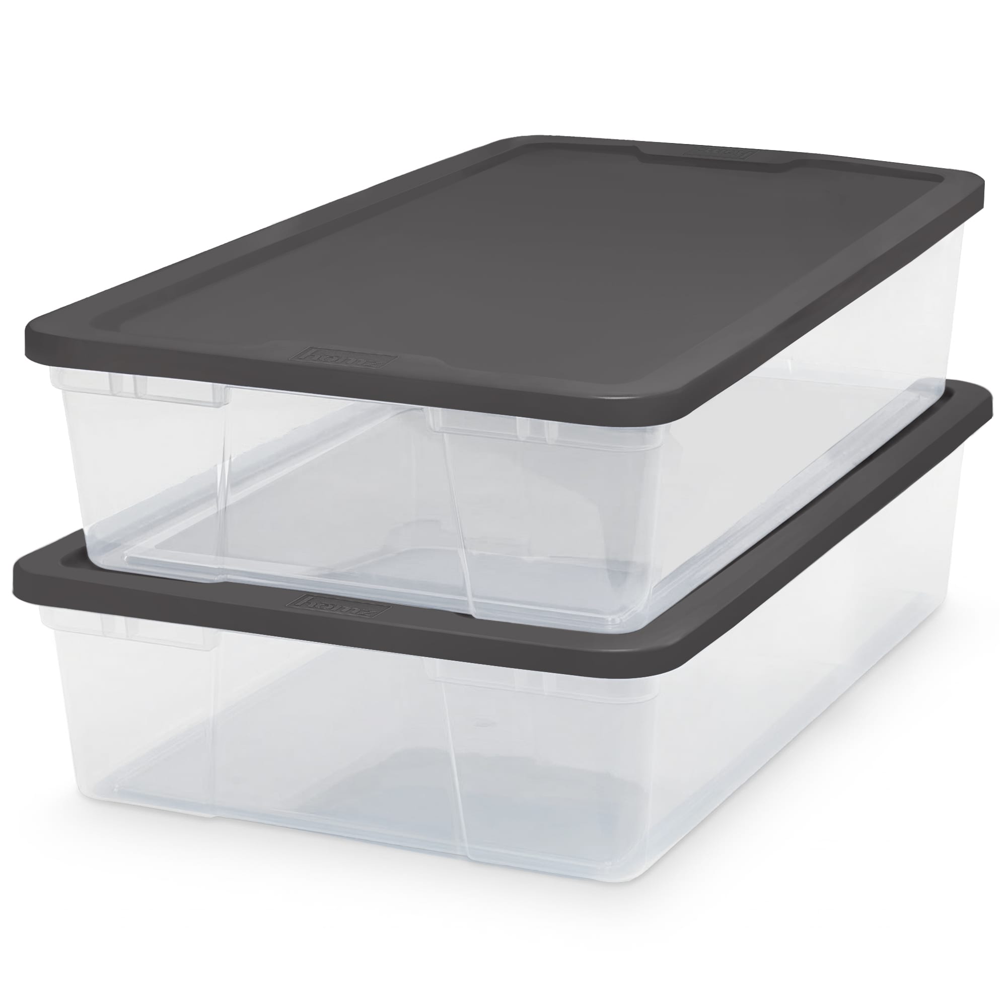 Homz Products Homz Snaplock 28 Quart Clear Under Bed Storage Container Bin with Lid (2 Pack)