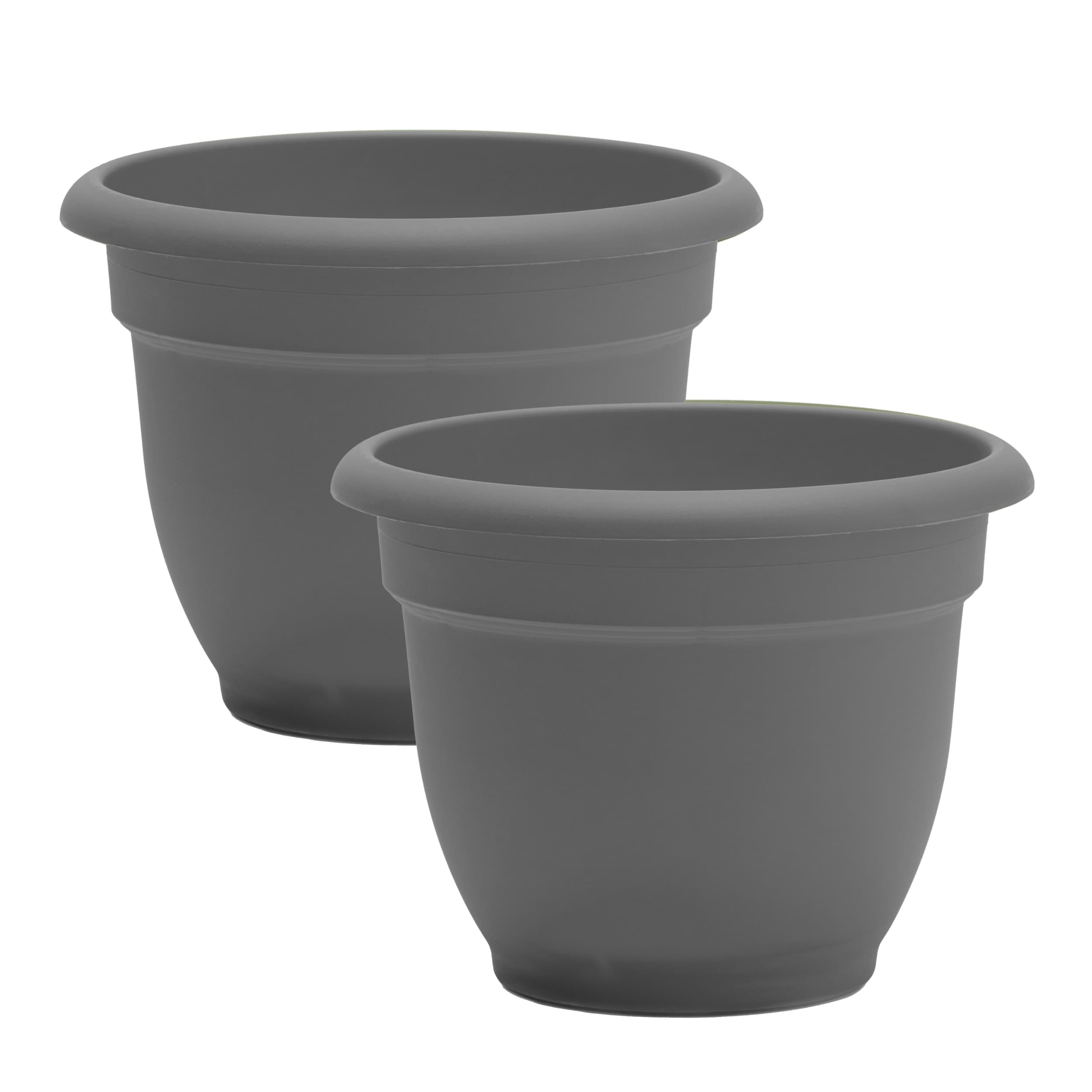 Bloem DCB-APMIX21 2 -Pack Round 13.0-in W Medium Gray Plastic Indoor/Outdoor Planter with Drainage Holes with Self Watering